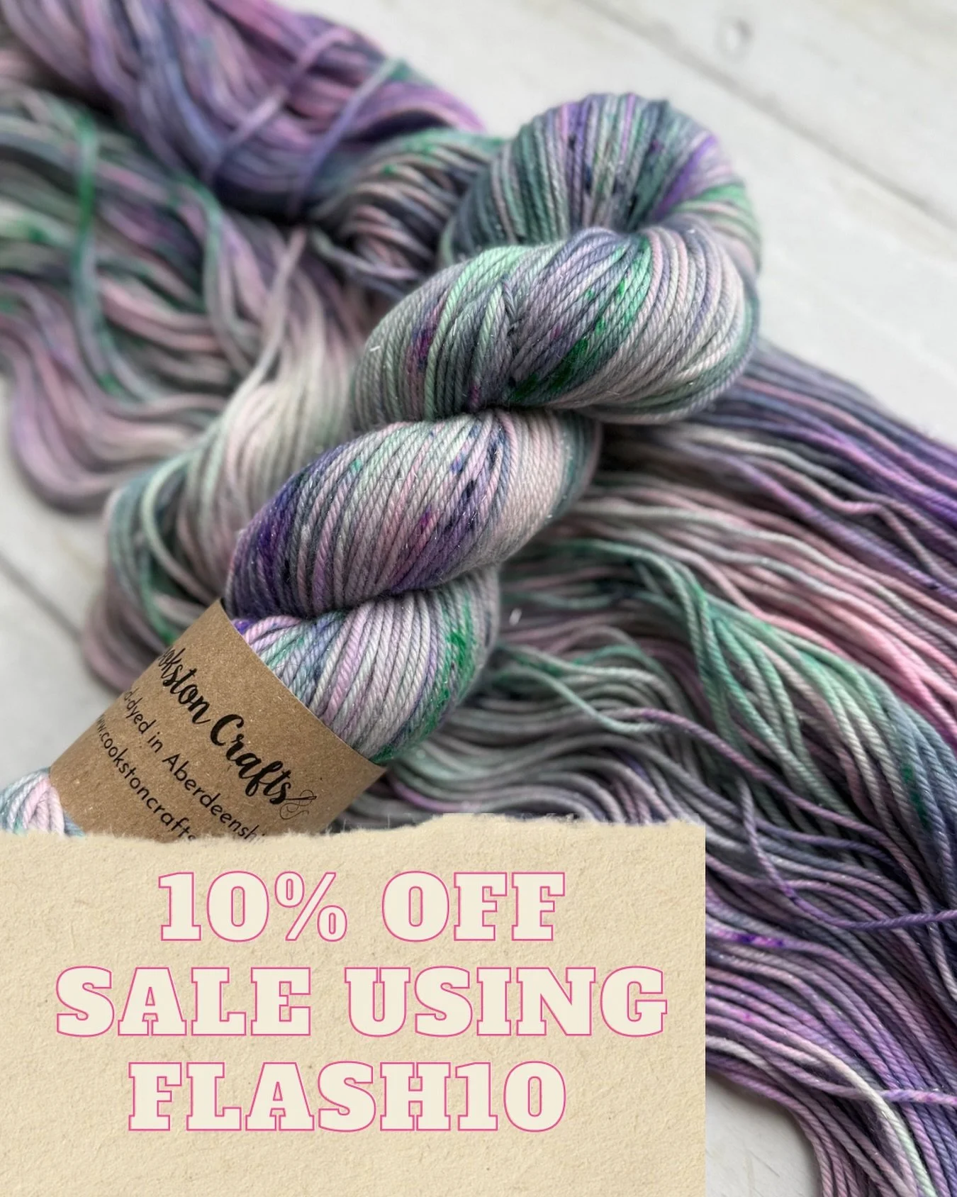 Use FLASH10 for 10% discount across all of the website, even items already on sale!!

#yarnsale #handdyedyarns #ukindiedyer