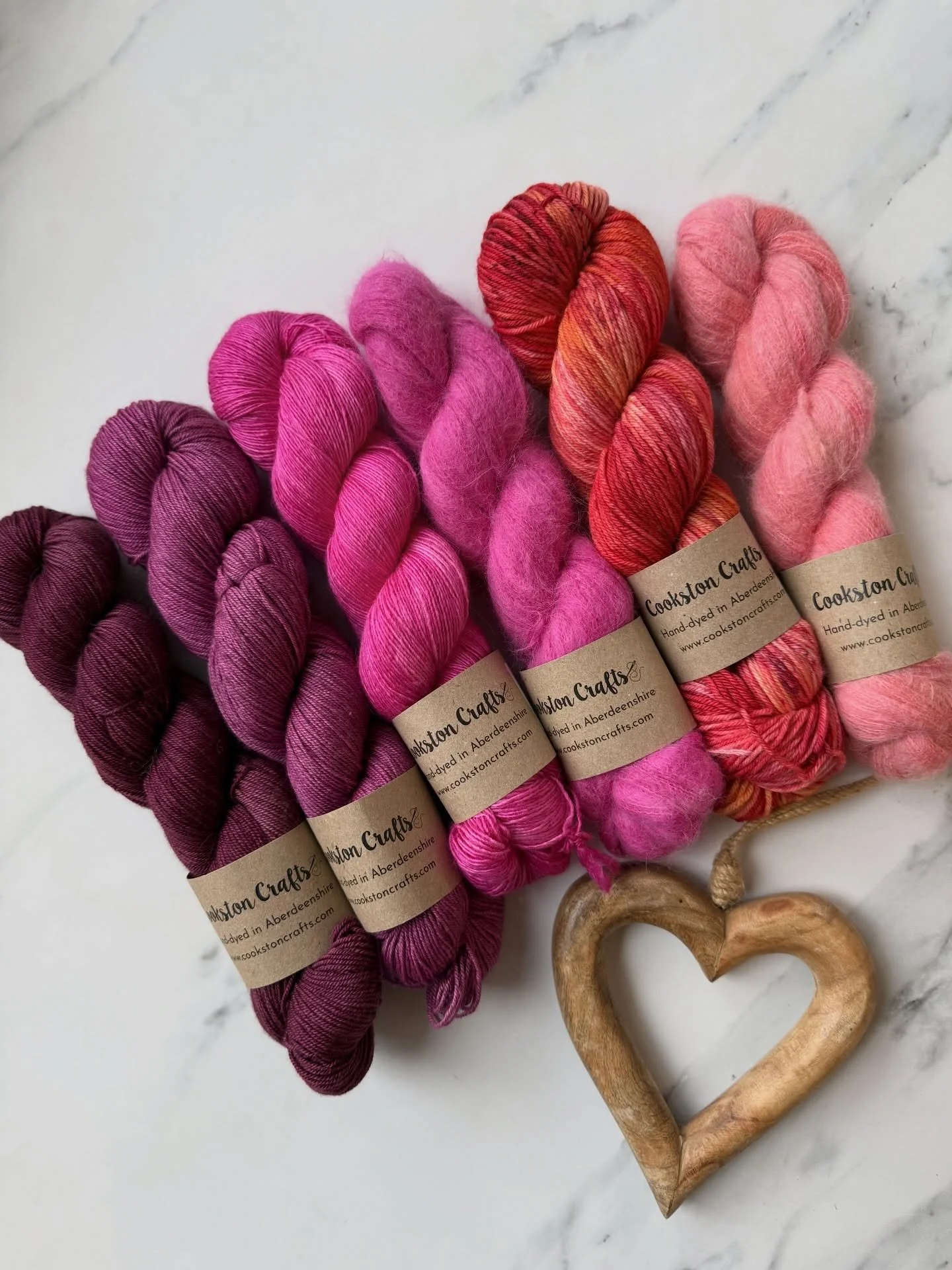 What do you think&hellip;do we want some Valentine&rsquo;s yarn? ❤️ 

I just pulled these from the shelves but I&rsquo;m thinking some mini skein sets might be cute. 

I&rsquo;ll do a fresh batch of Winter Berry too(second from right) 

Ps - Loving t