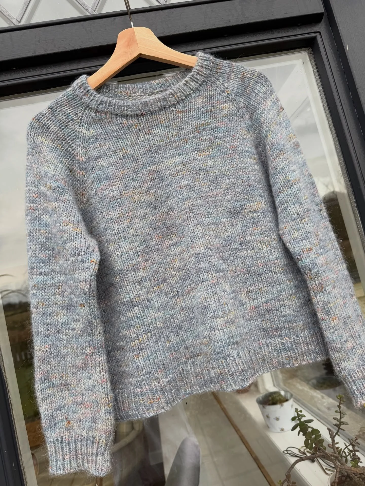Lento Sweater&hellip;.

I used a strand of Winter Sunsets with a strand of Suri Alpaca in Soft Teal and it&rsquo;s made the cosiest, easy to wear sweater.

I&rsquo;ve knitted this classic raglan by @jonnahoo  previously and knew I would definitely kn