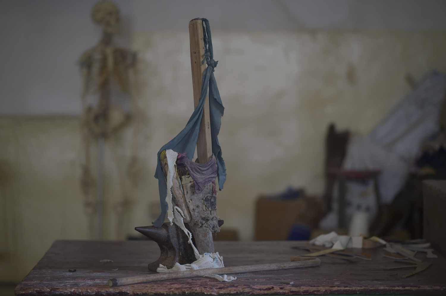 A homemade prosthetic leg is displayed on a table at the Somali Red Crescent Rehabilitation Center in Mogadishu, Somalia. The prosthetic is just one of many left at the center over the years after their owner received a more modern replacement from the organization. First opened in 1982, the Somali Red Crescent Rehabilitation Center remained open for almost the entirety of the country's more than two decade long civil war and in that time has made more than 15,000 prosthetics for Somalis who have lost their limbs.