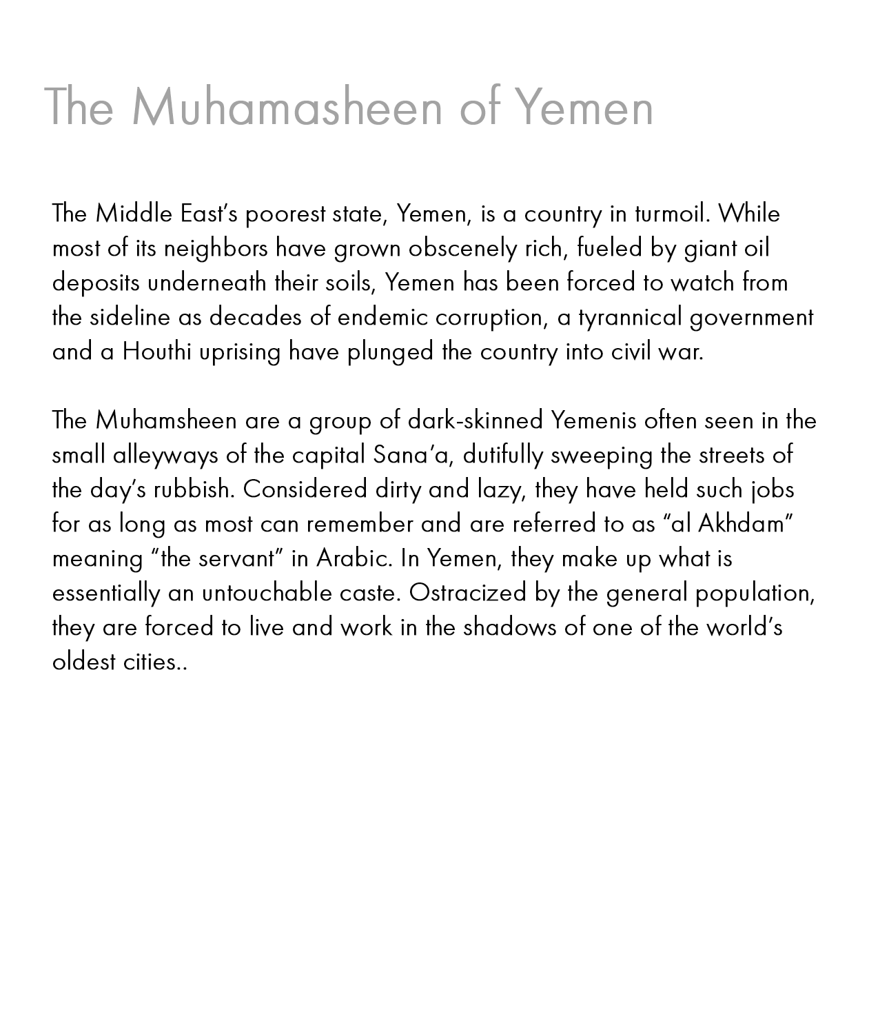 Untouchables In Yemen | Tobin Jones Photography | Nairobi, Kenya