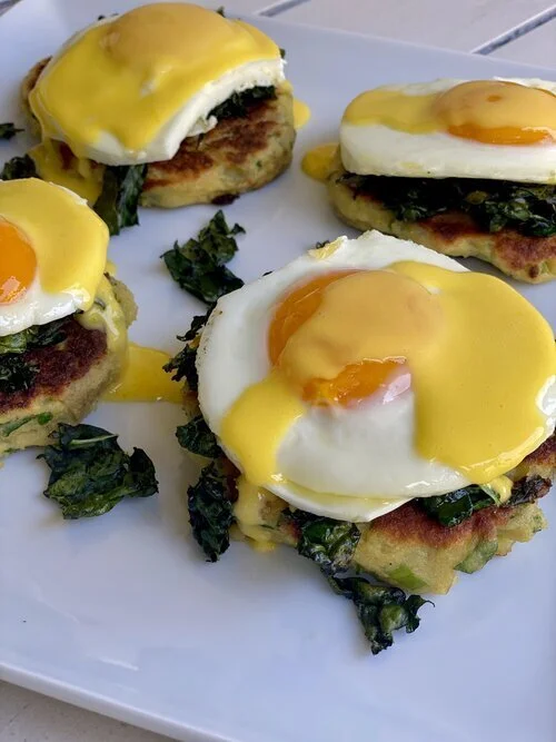 Eggs Benedict over Potato Cakes
