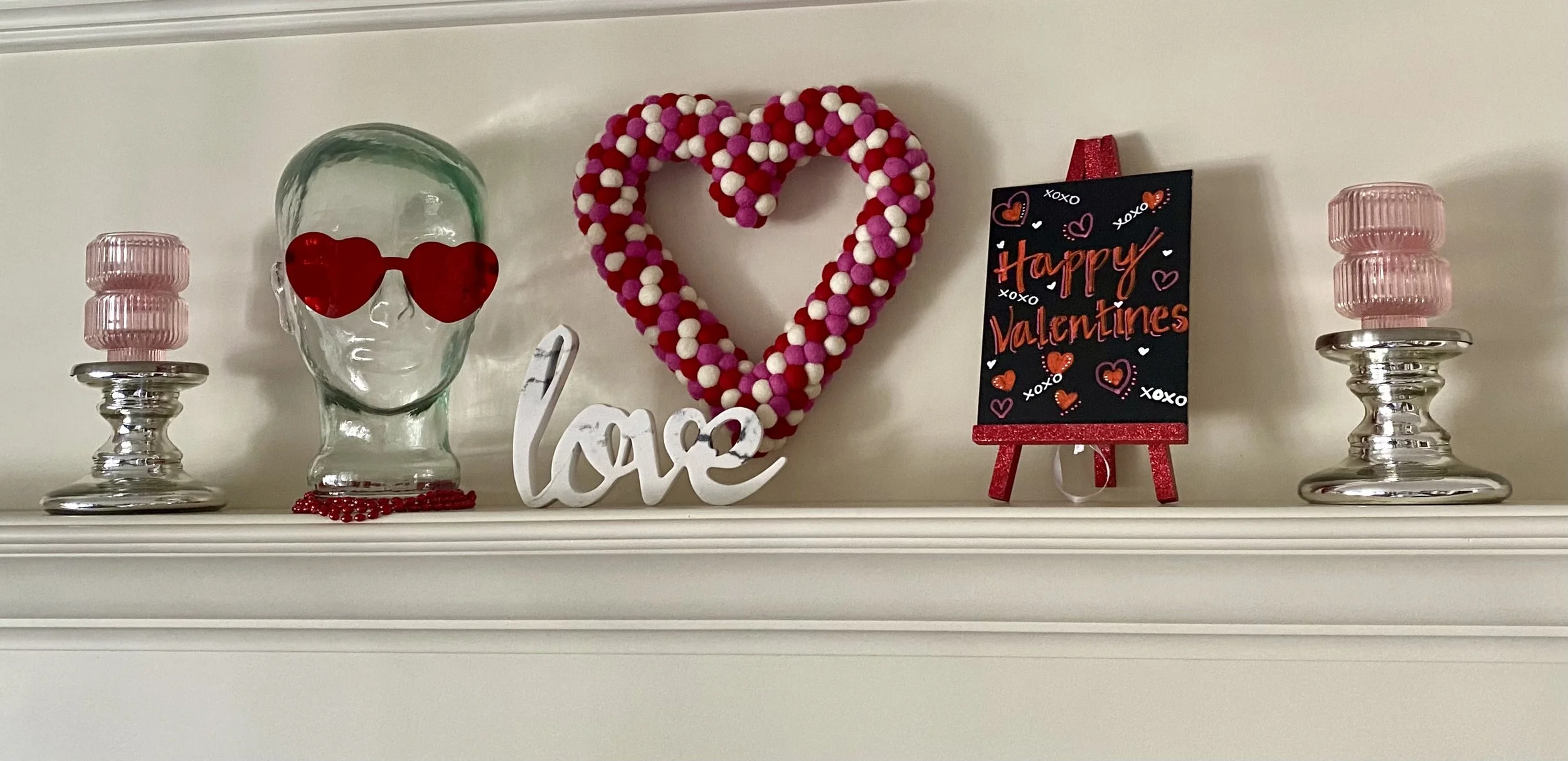 Mantel with Valentine's Decorations