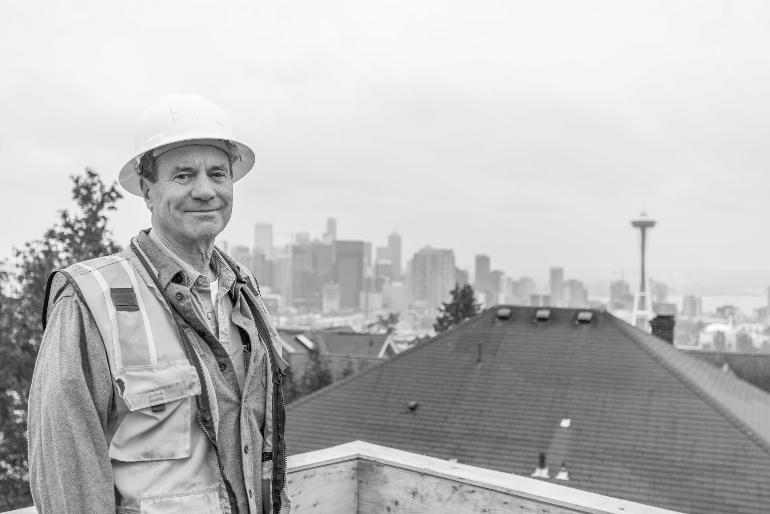Bill Parks, Atop Lee Street Lofts During Construction