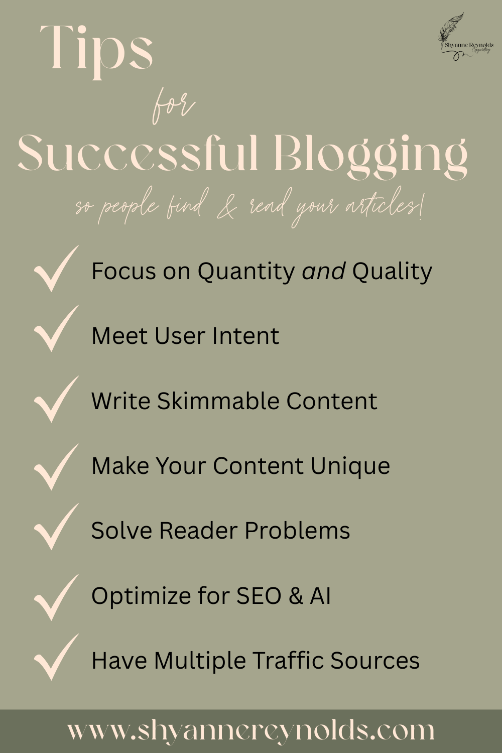 A list of tips for successful blogging.