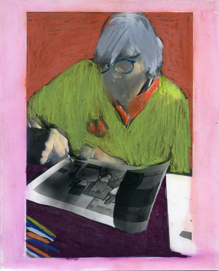 Dona Ann McAdams and Susan Wilson, silver gelatin photograph with applied oil pastel and colored pencil