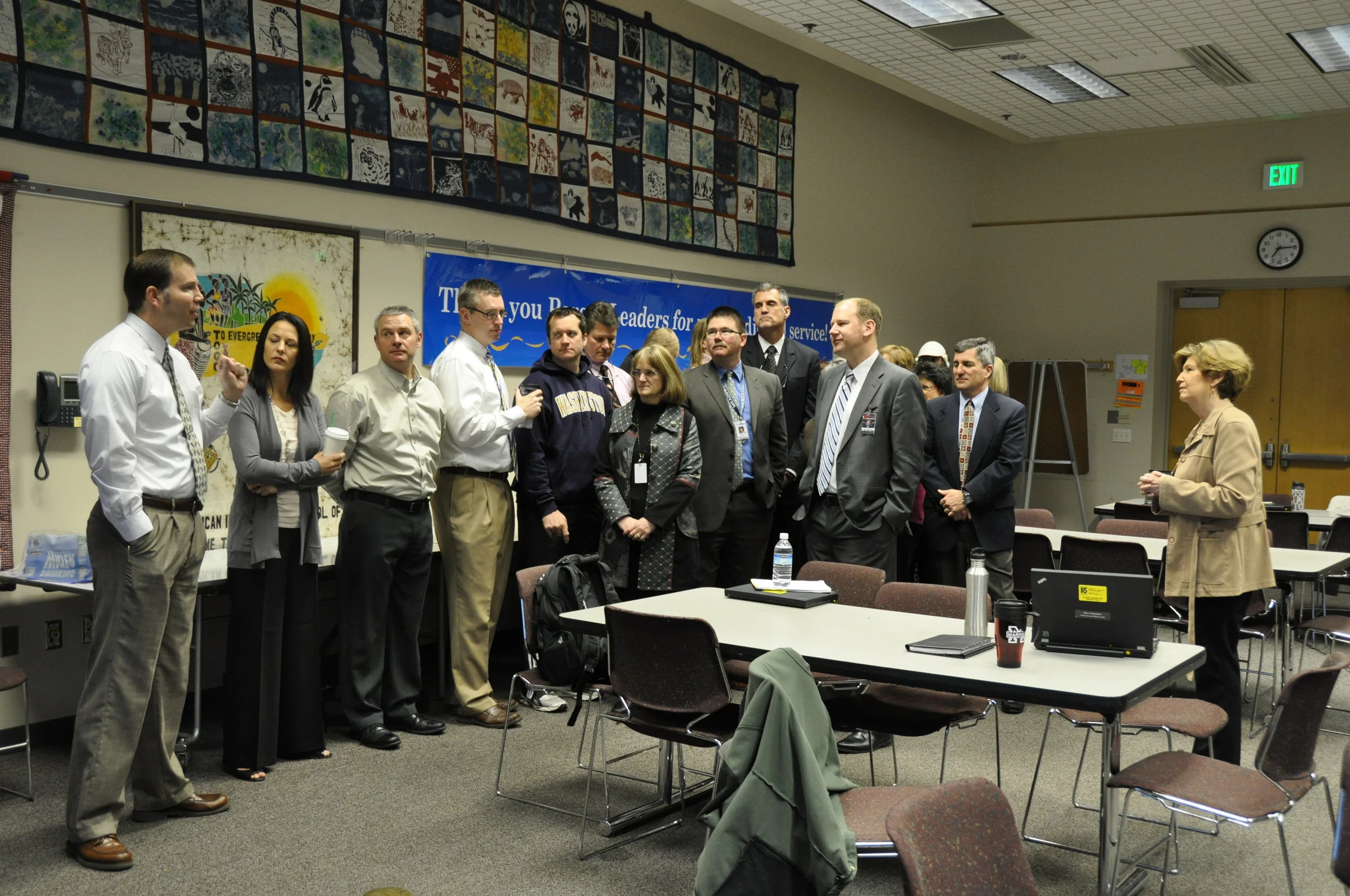 Nancy leading a discussion with principals in 2011. She worked as a program director in the student learning department of the Edmonds School District for almost 20 years.