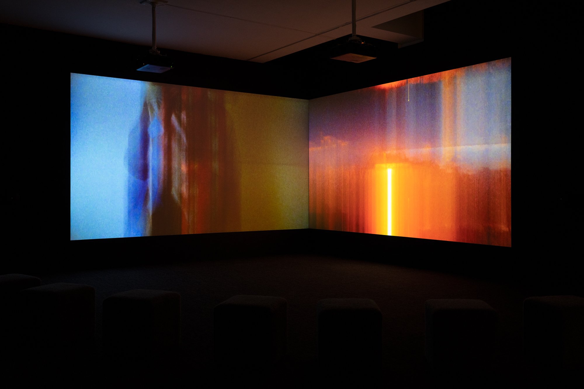 projected video of colorful patterns