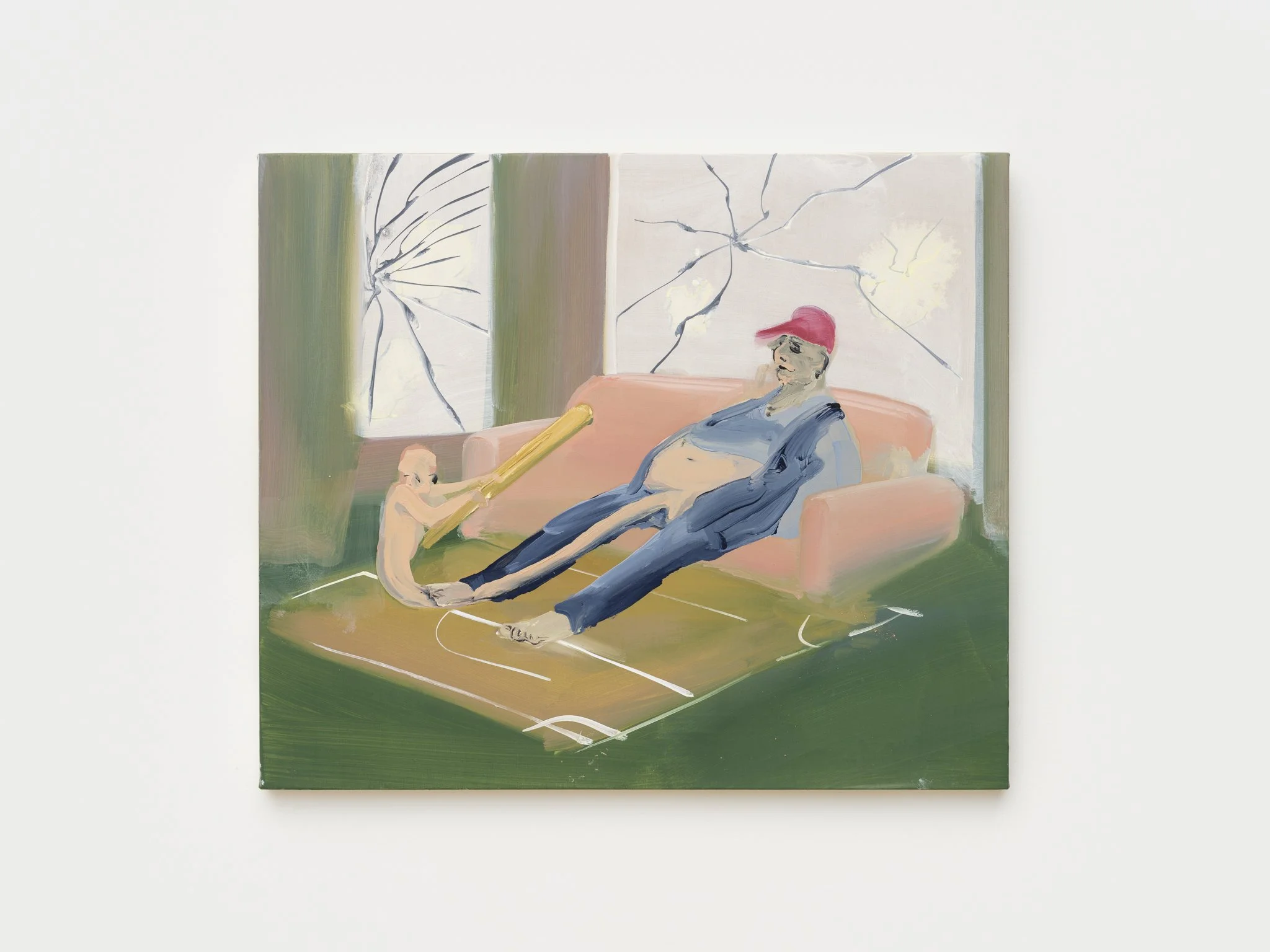 a painting of a figure sitting on a couch