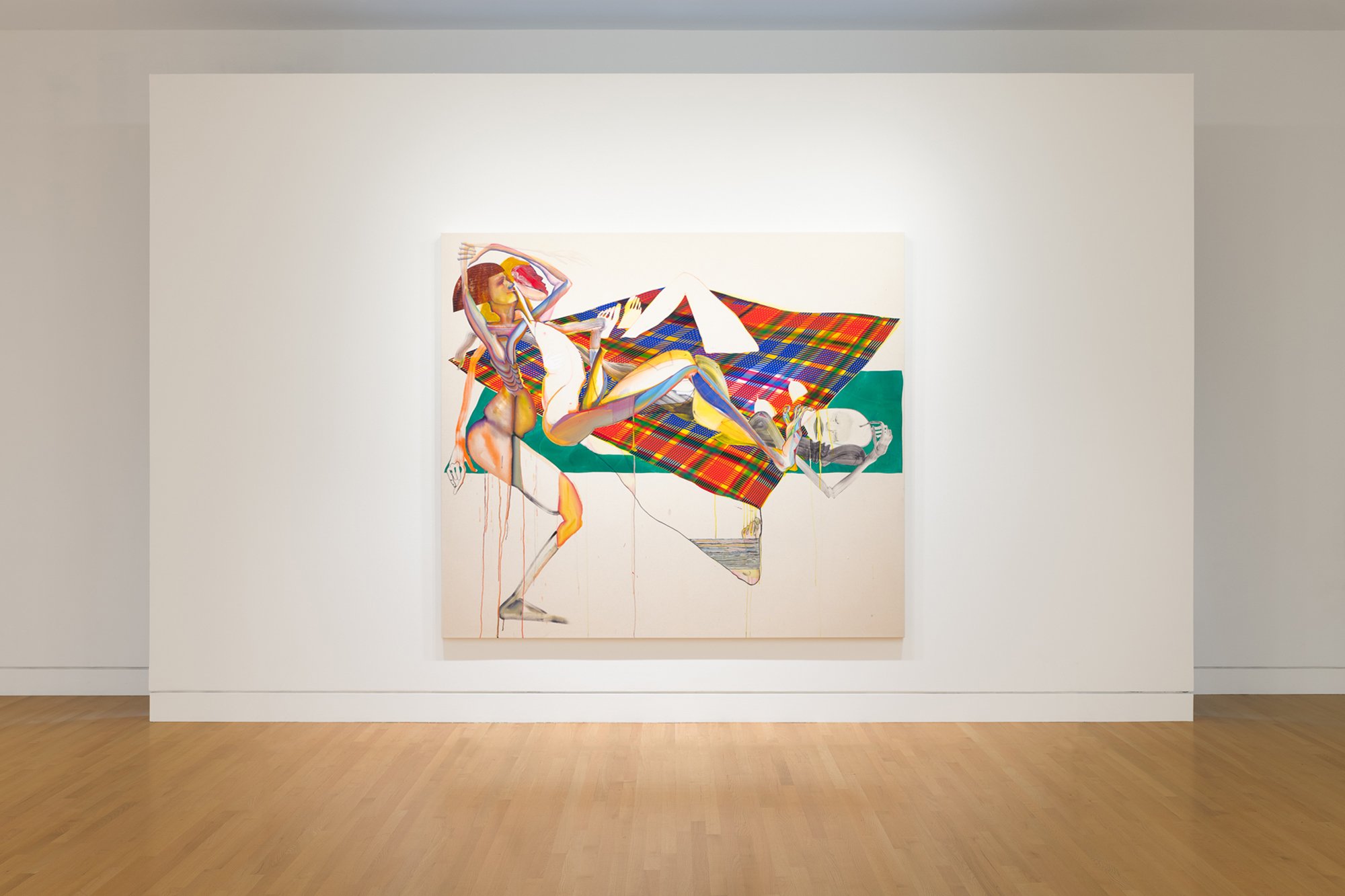 an abstract painting of a figure on the wall