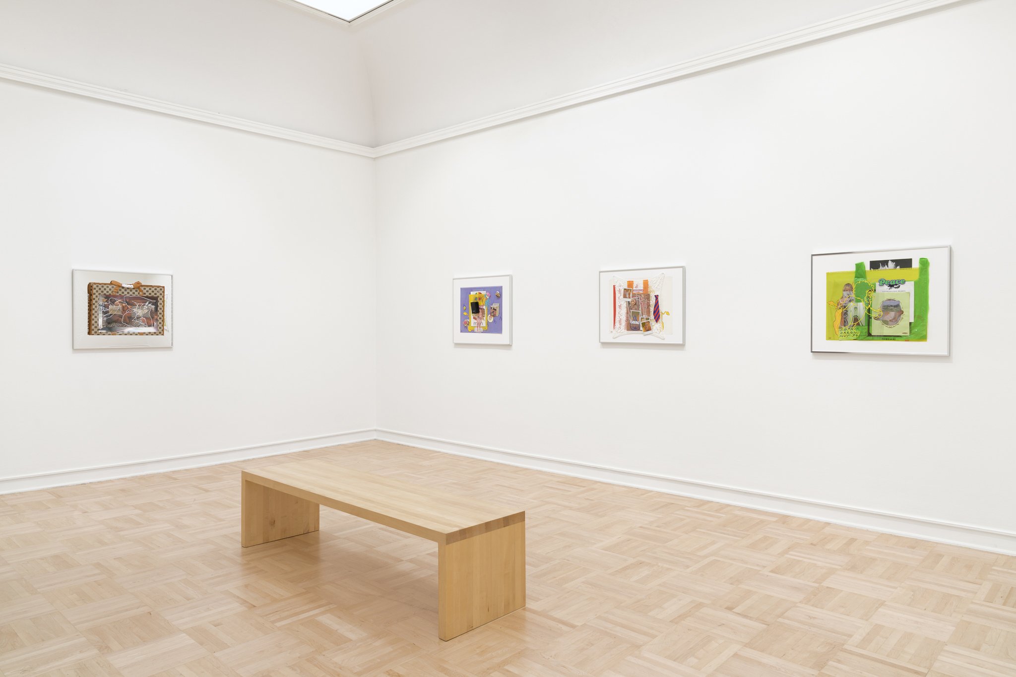 four collages in a gallery