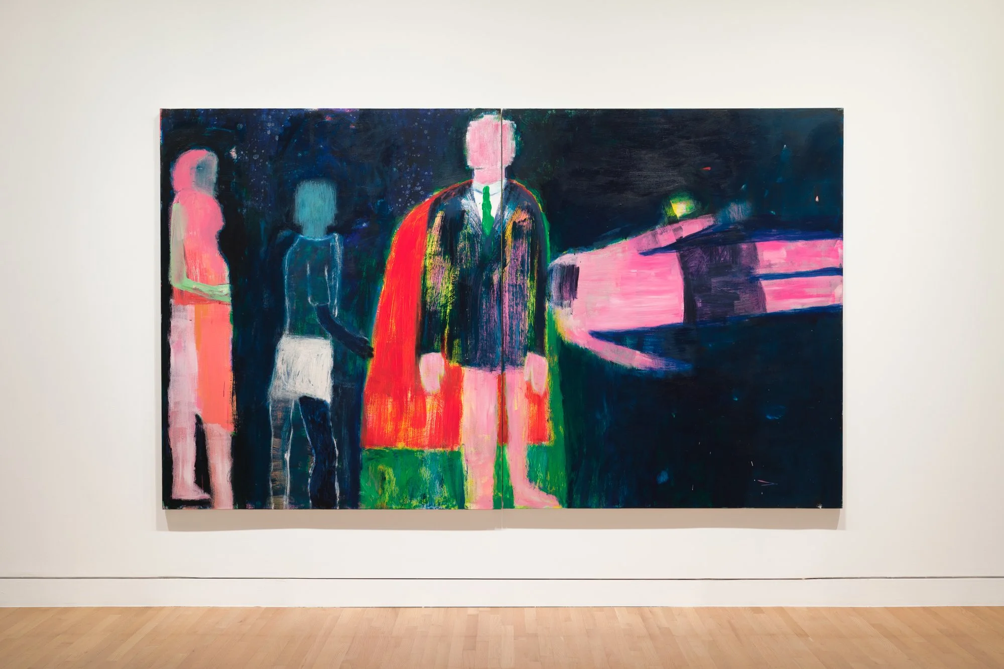 a large painting of four figures