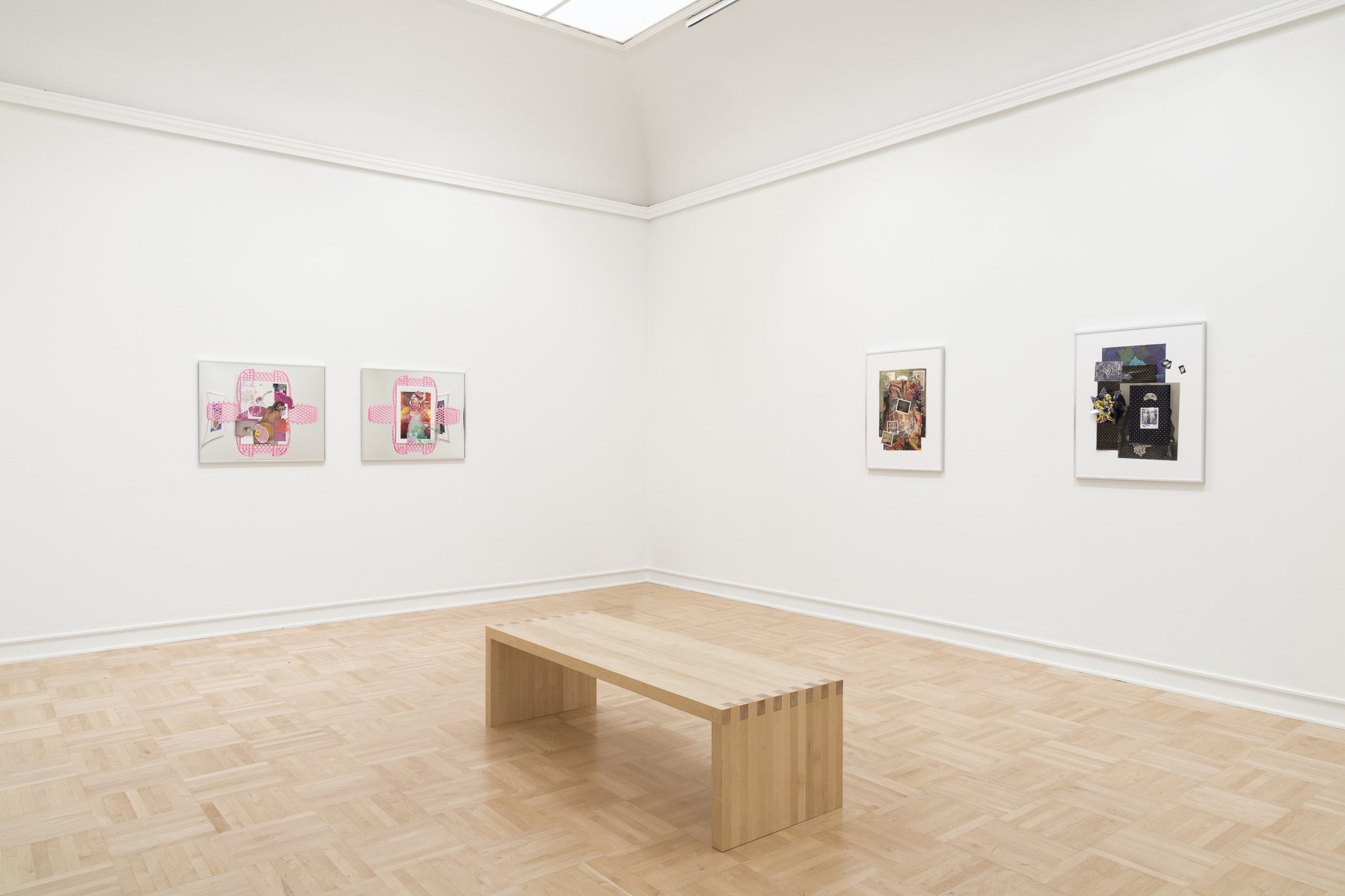 four collages in a a gallery