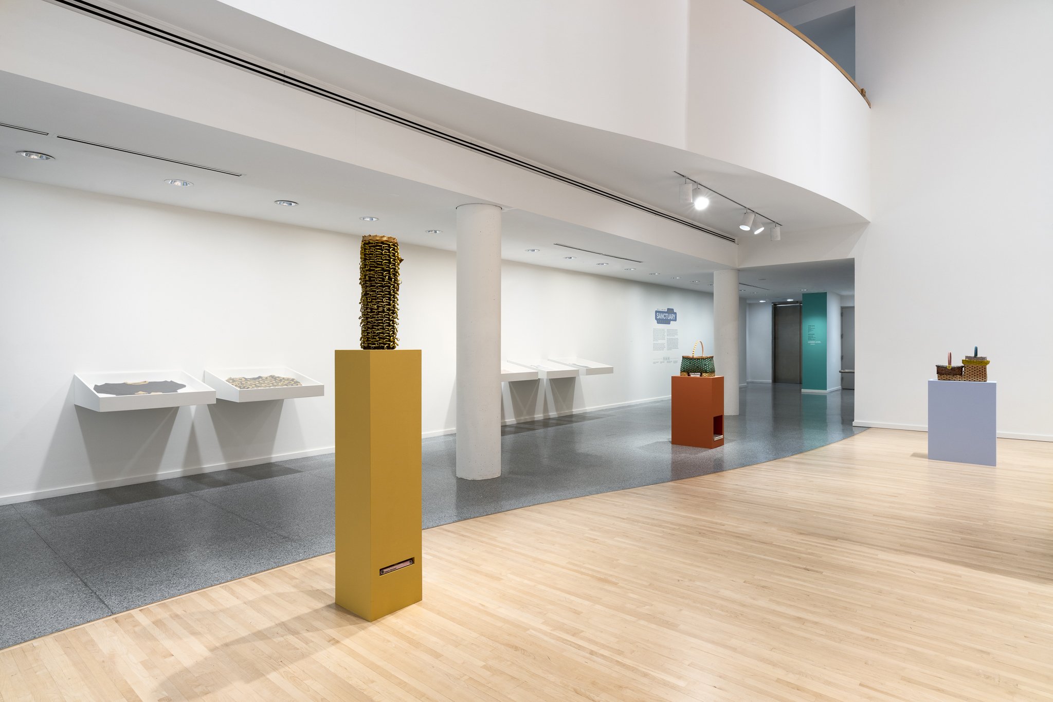 various sculptures in a gallery