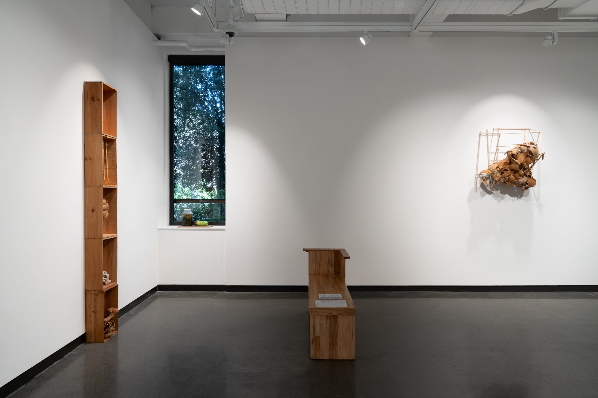 various sculptures in a gallery