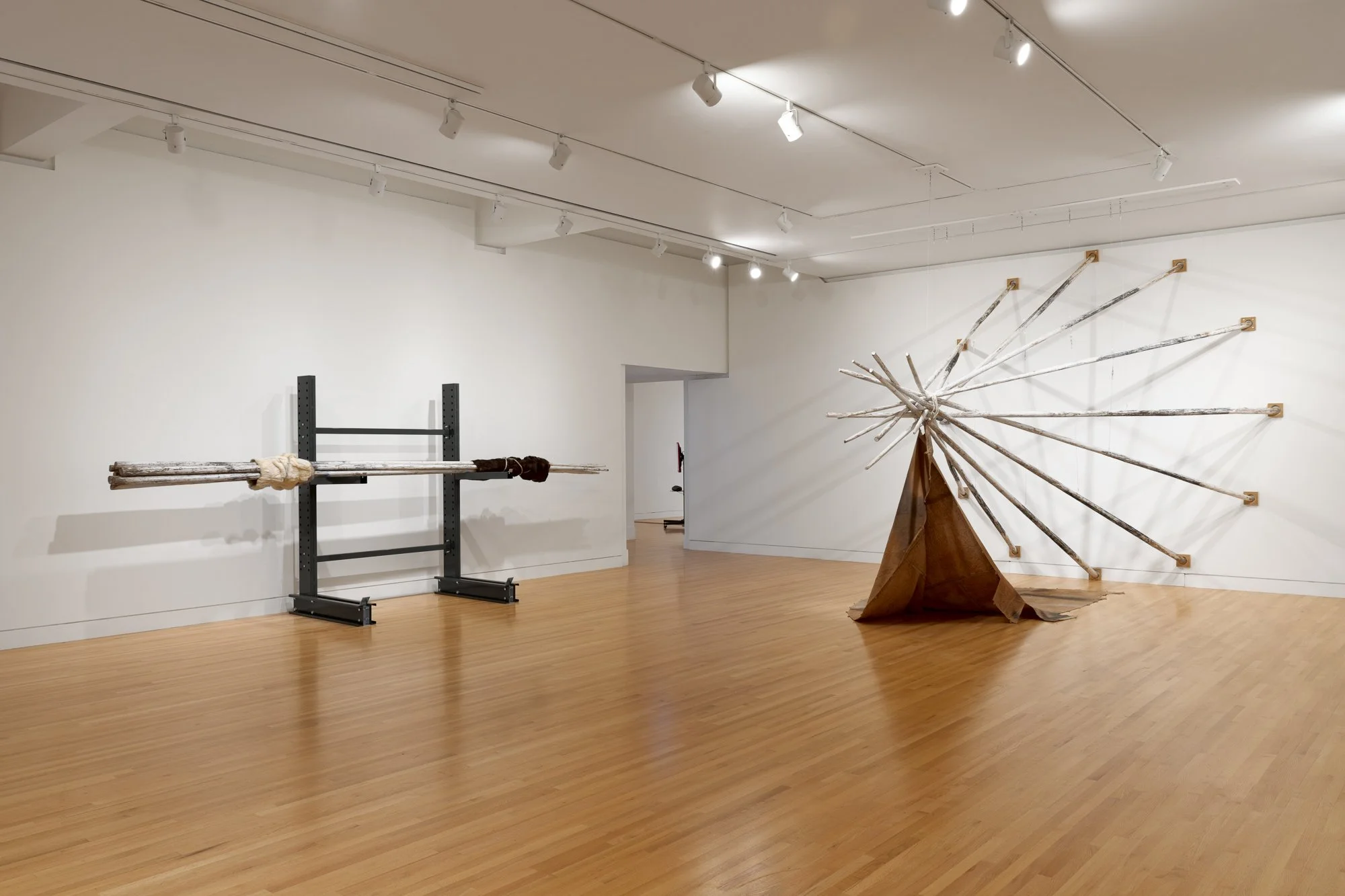 two large sculptures in a gallery