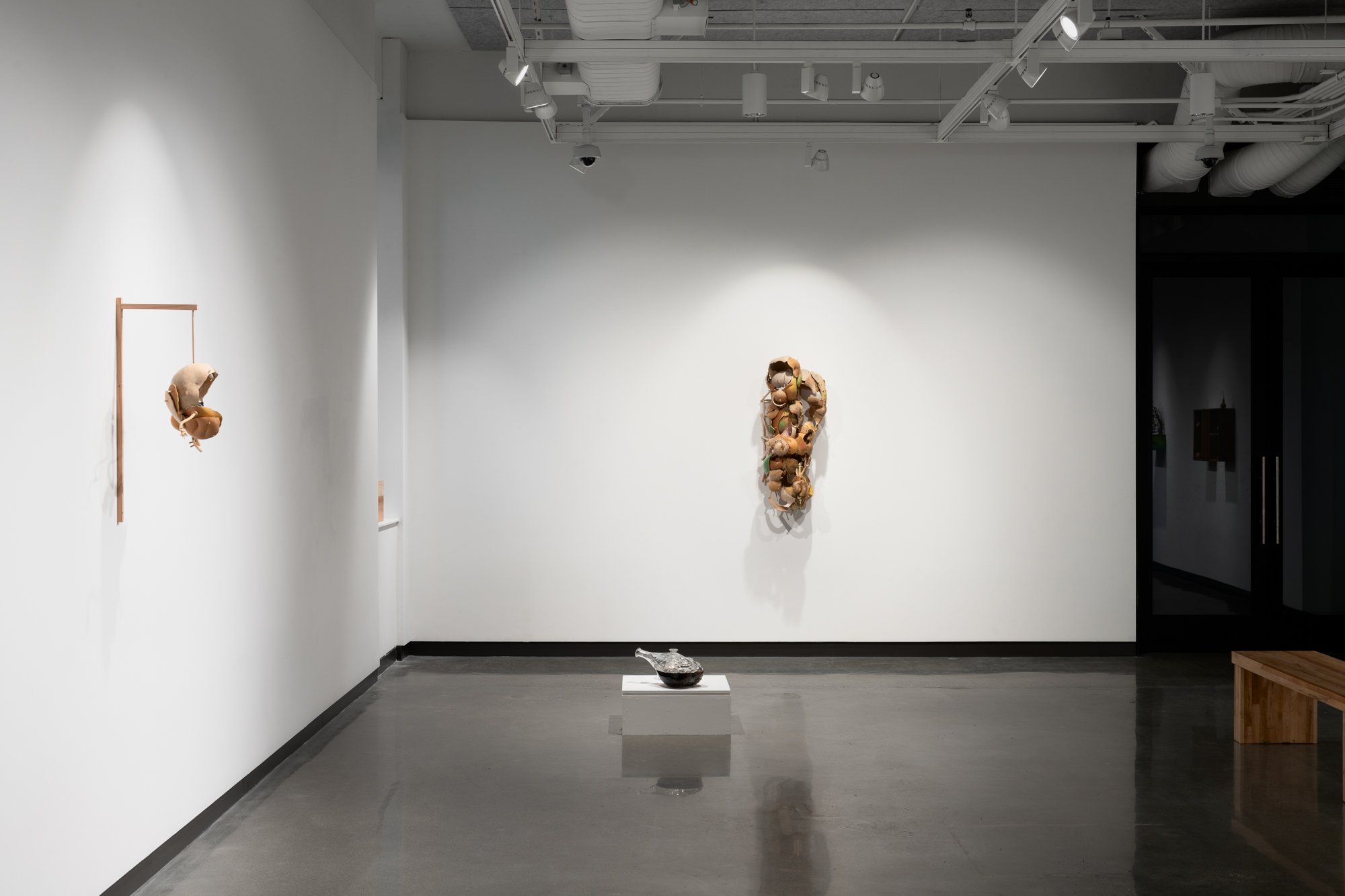 various sculptures in a gallery