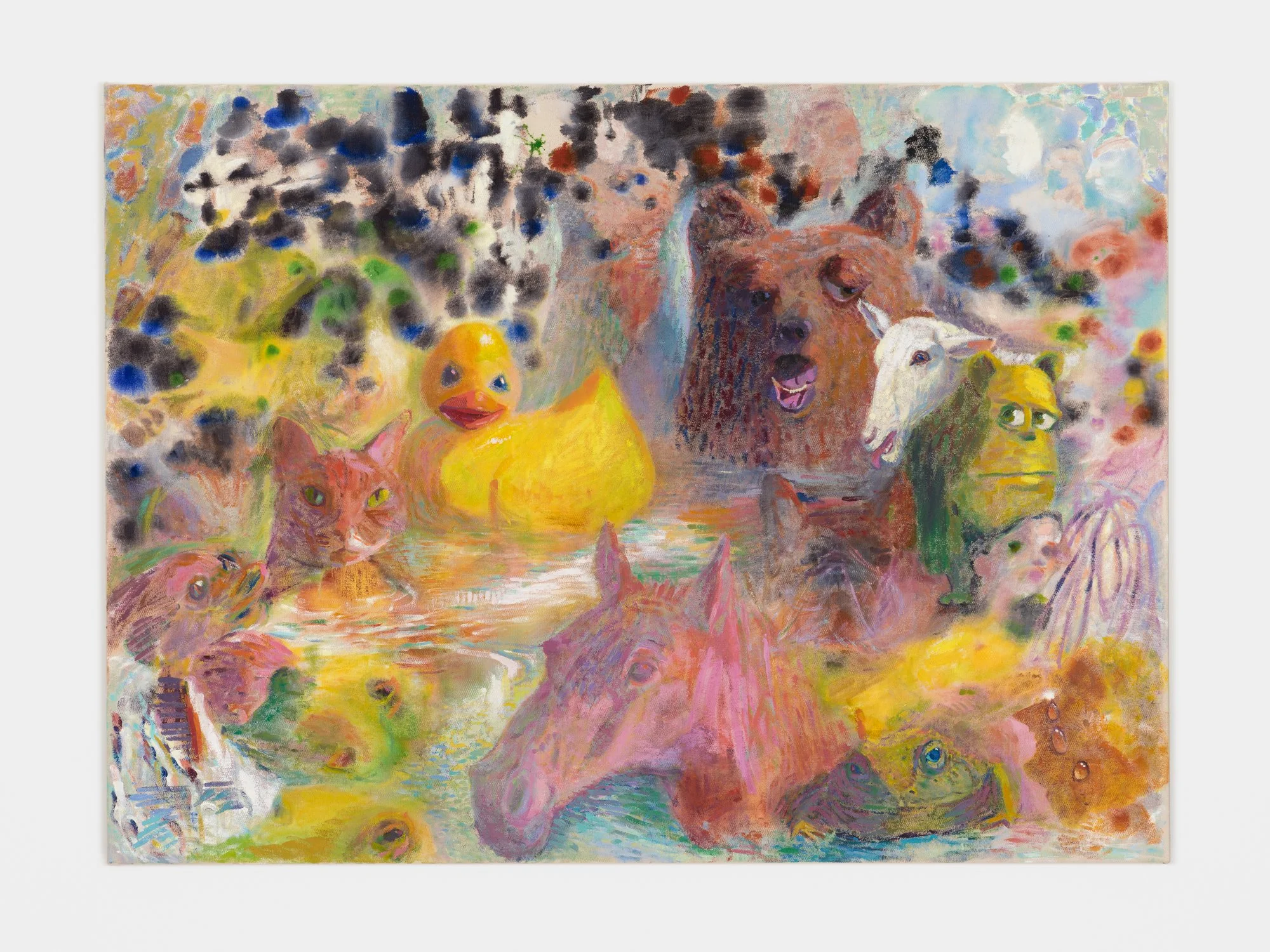 colorful, dreamy painting of various animals