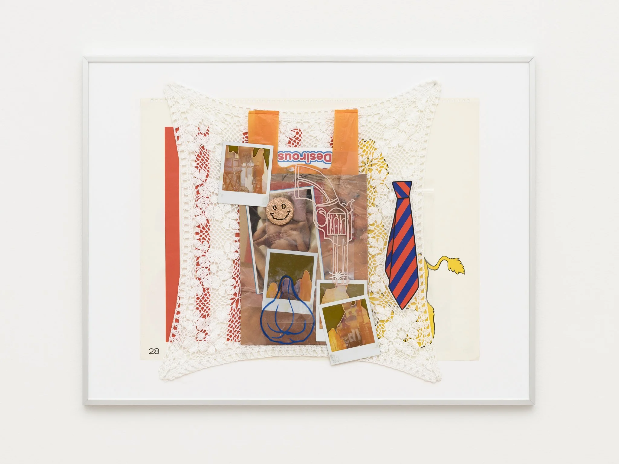 a colorful collage on a white wall