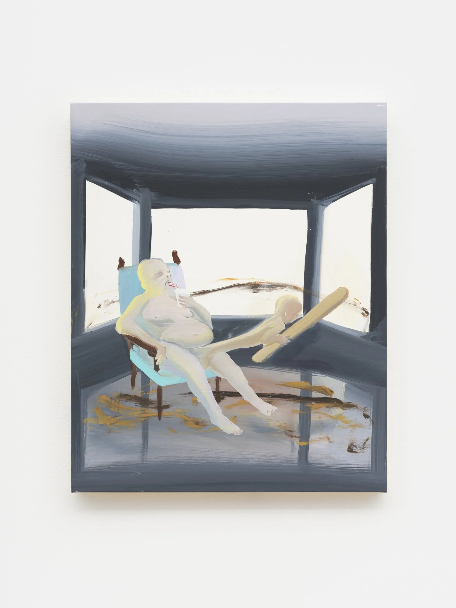 a painting of a figure sitting on a chair