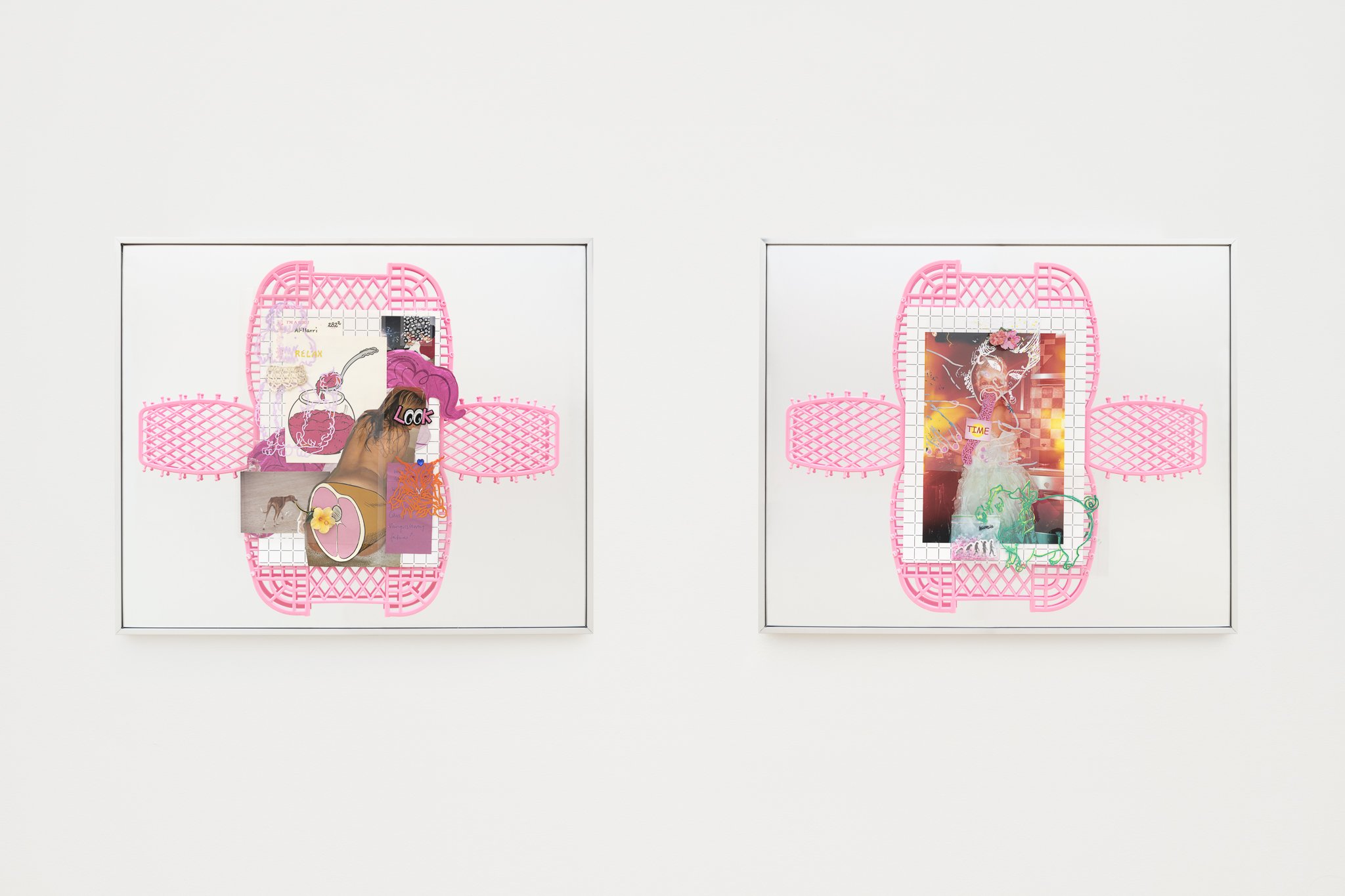 2 colorful collages on a white wall