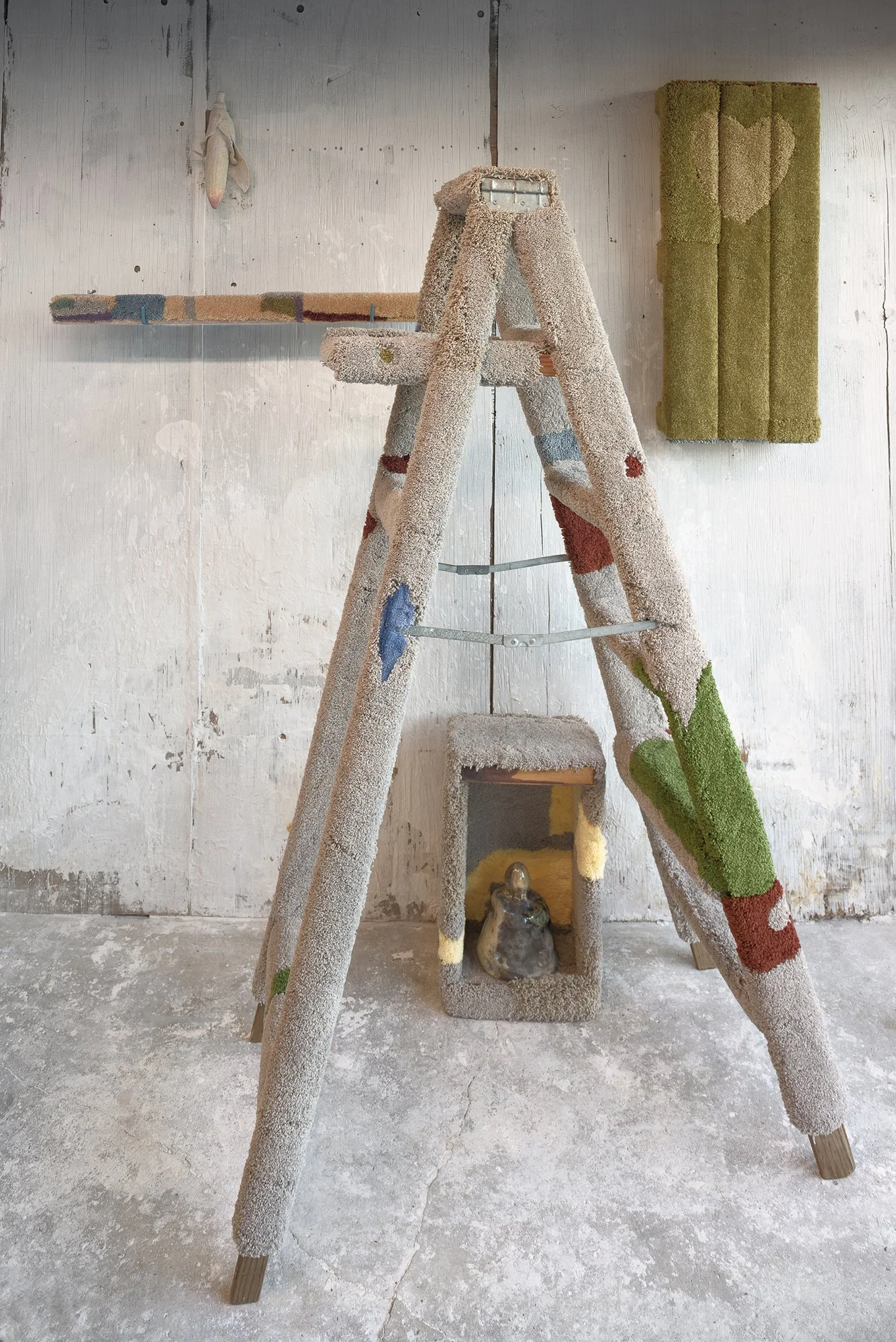 various objects covered with carpet