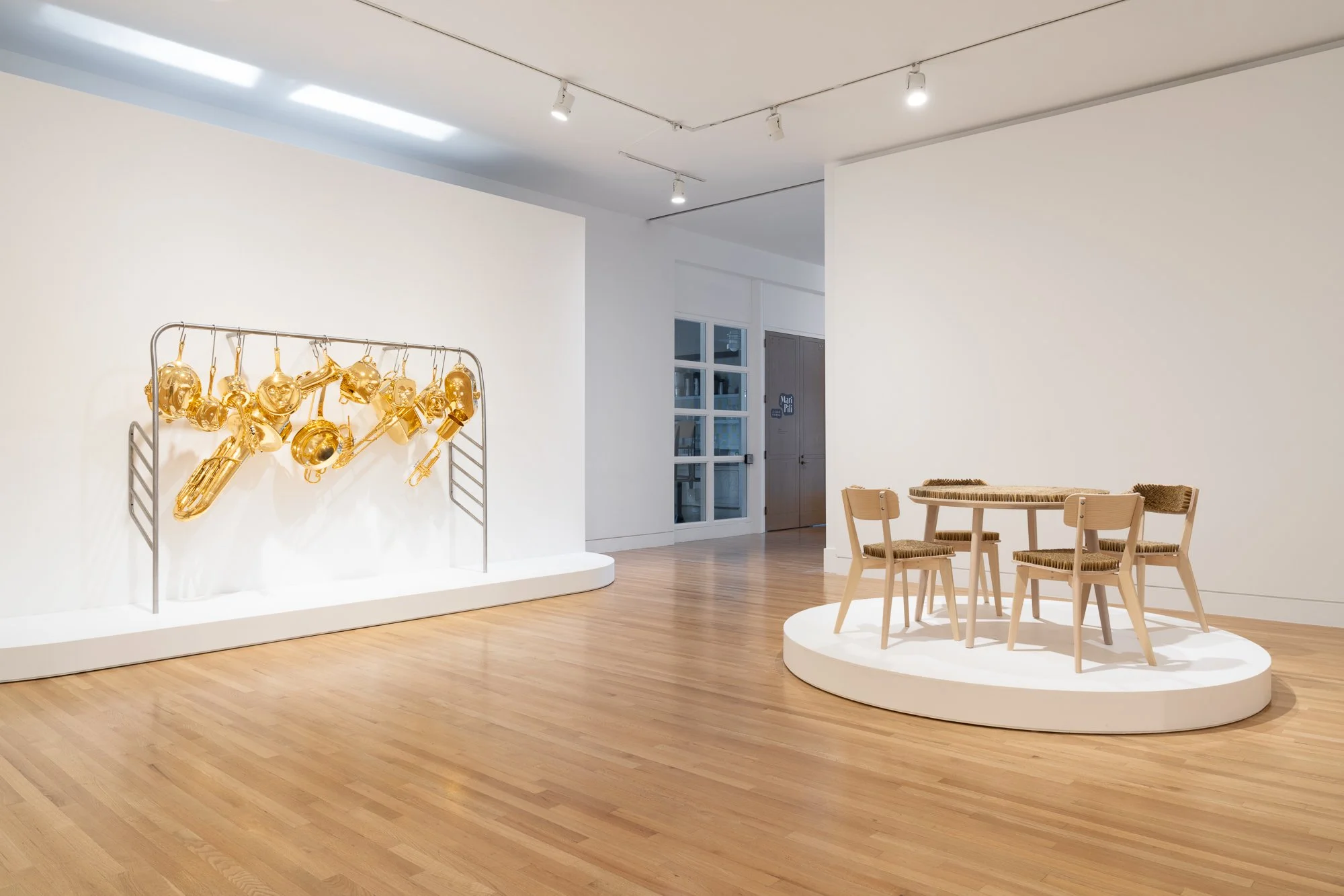 various sculptures in a gallery