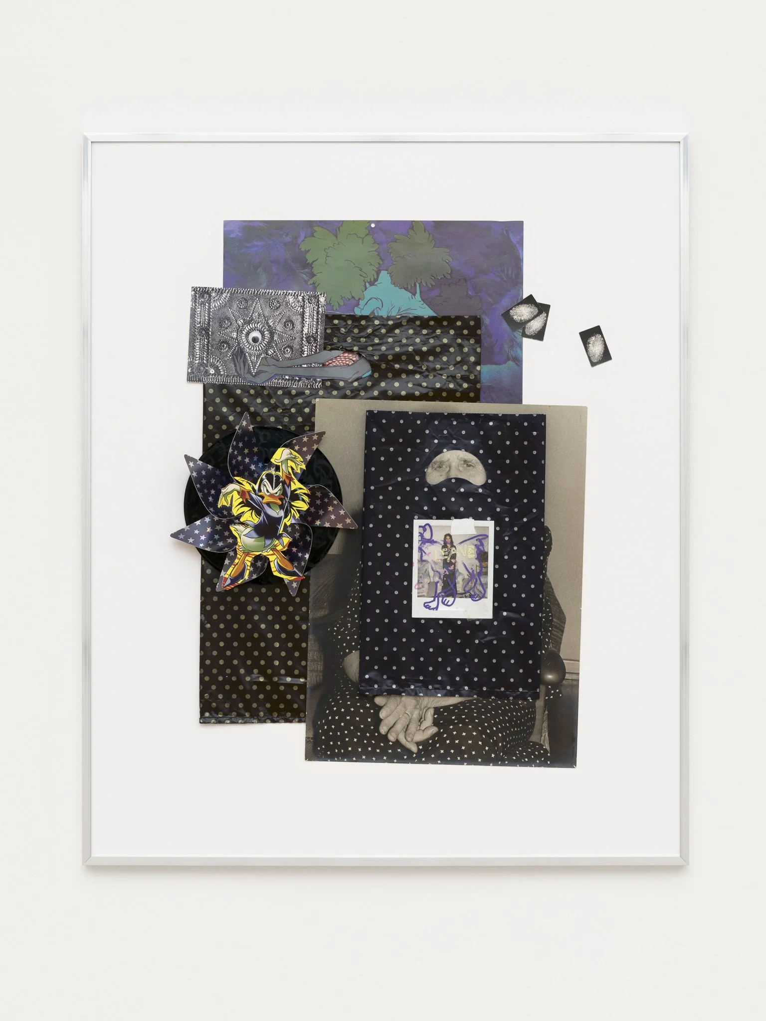 a collage with black plastic bags