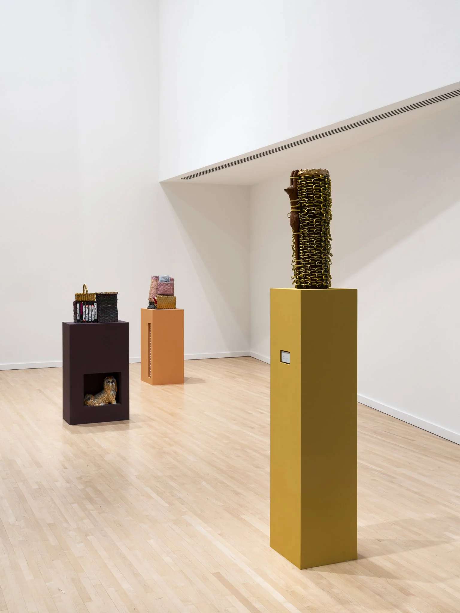 various sculptures in a gallery