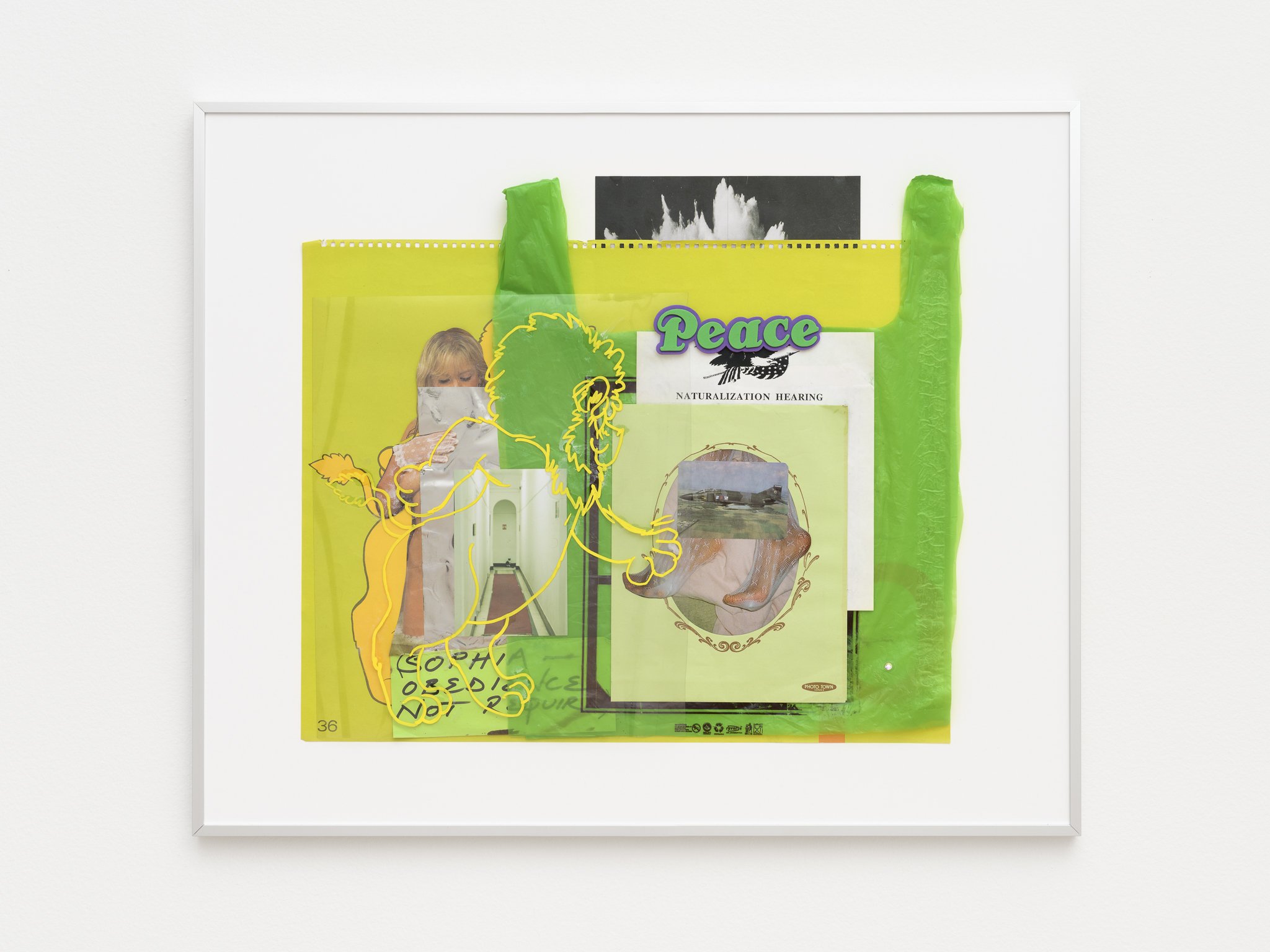 a colorful collage on a white wall