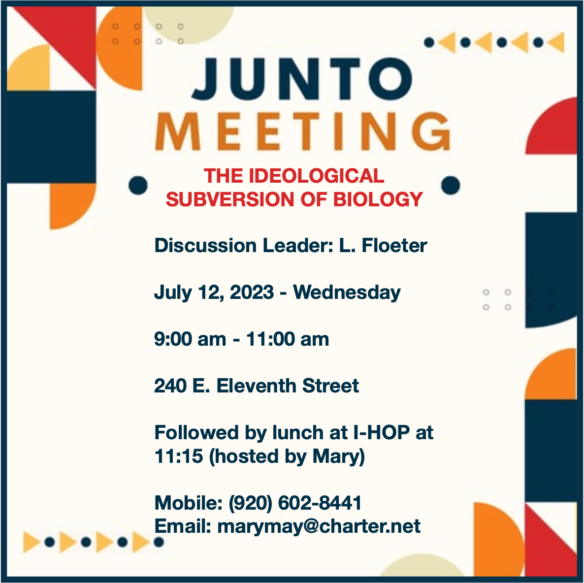 Junto Invitation: Subversion of Biology