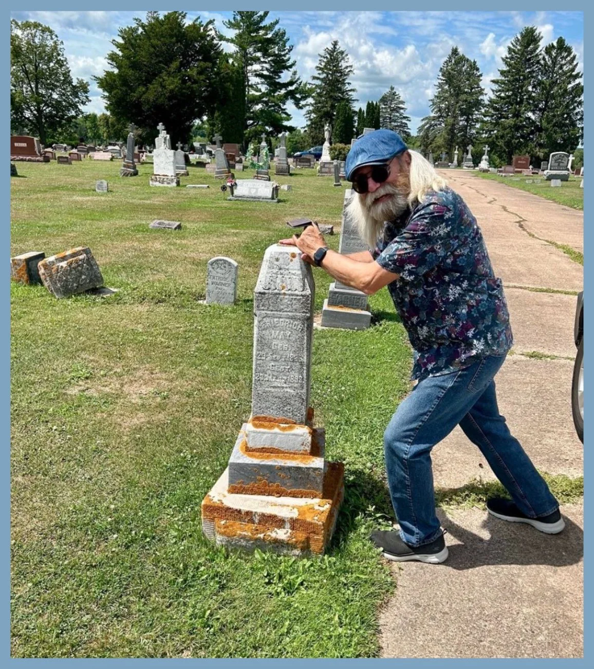 Pushing Over Great Grandpa's Tombstone