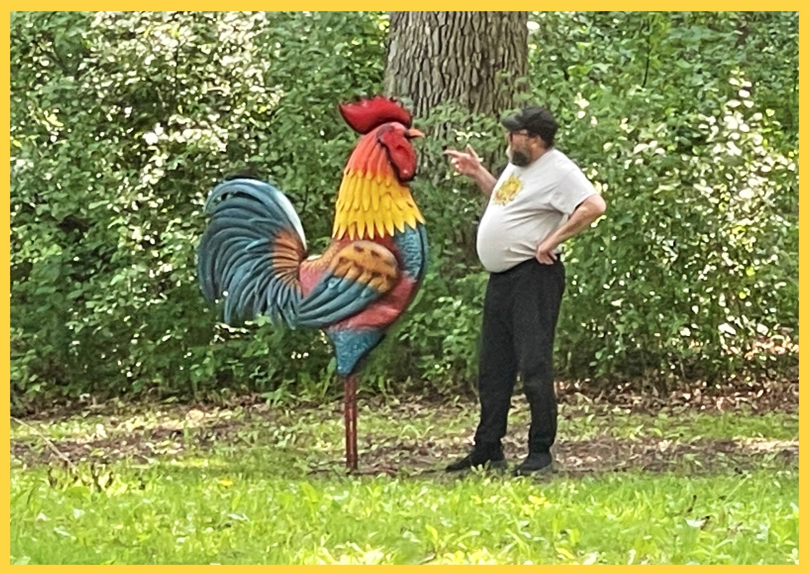 You Can Tell By The Way I Use My Walk, I'm a Chicken Man. Bawk. B'gawk.