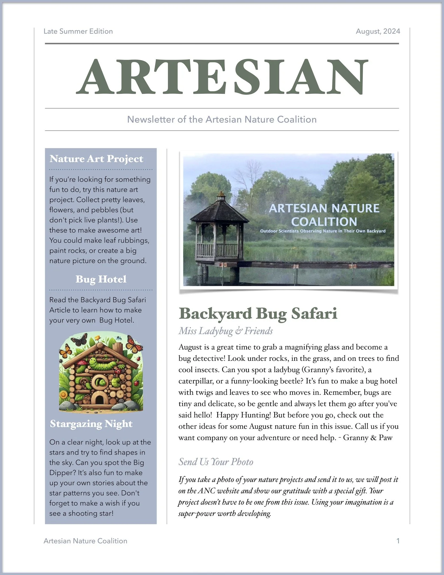 Artesian Nature Coalition Newsletter:  August 2024