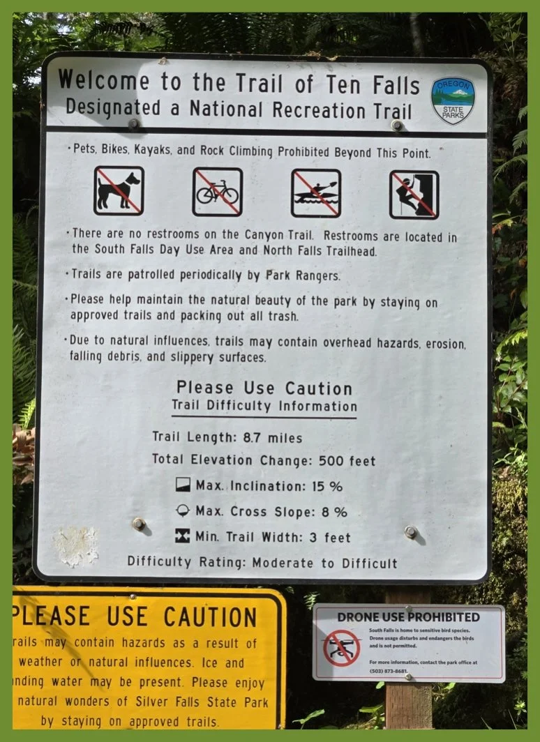 Signage at South Falls