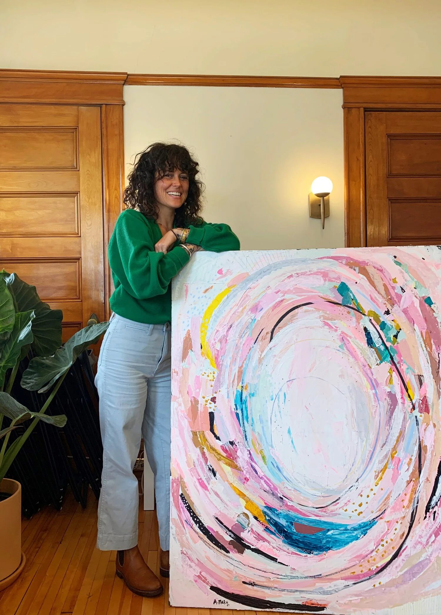 Ashley and the painting she created for me in my office <3