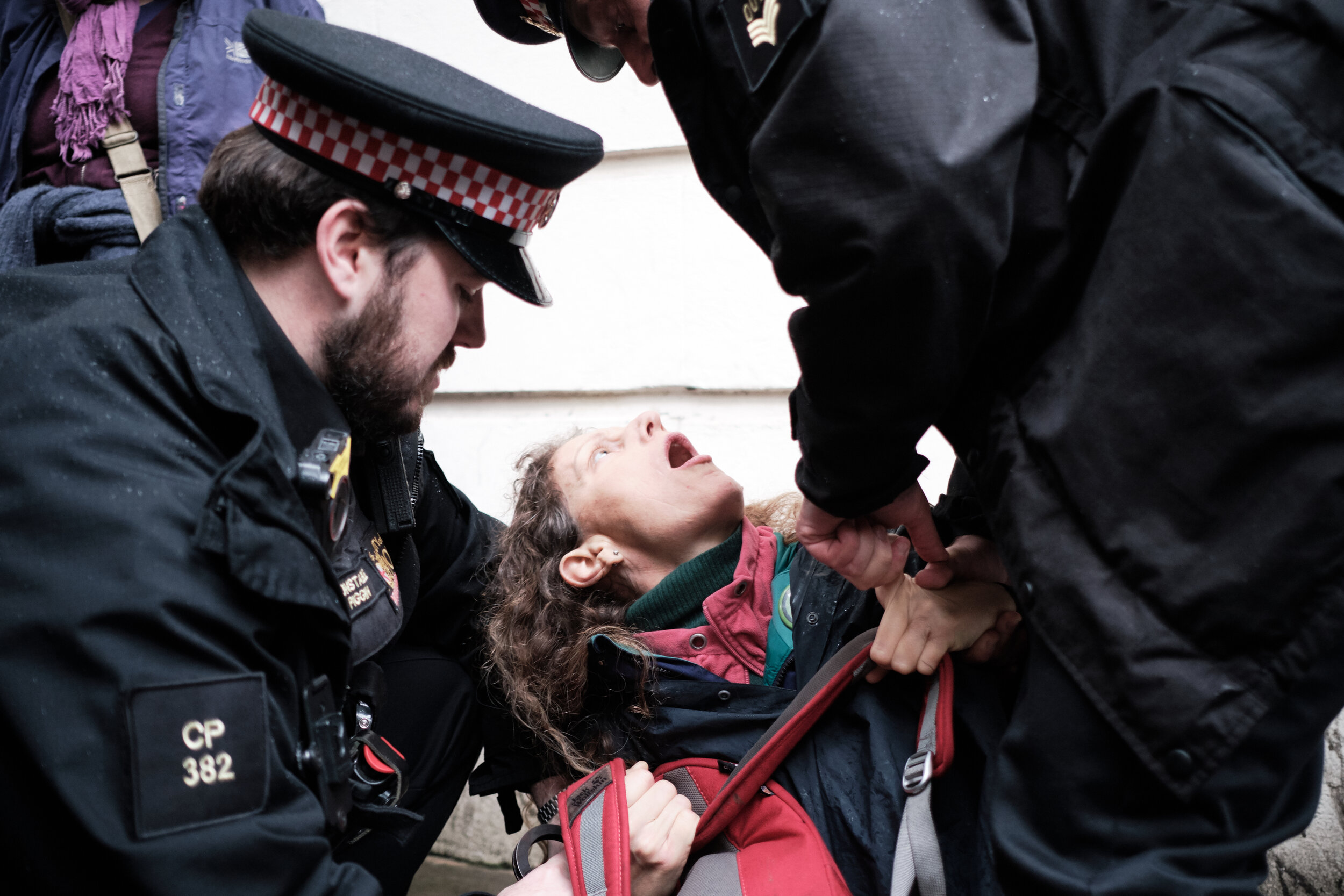  For the first time in Extinction Rebellion’s uprising history, police began to use so-called ‘pain and compliance’. Fingers were broken, but not on this particular occasion. The technique was first employed at the London City Airport protests the pr