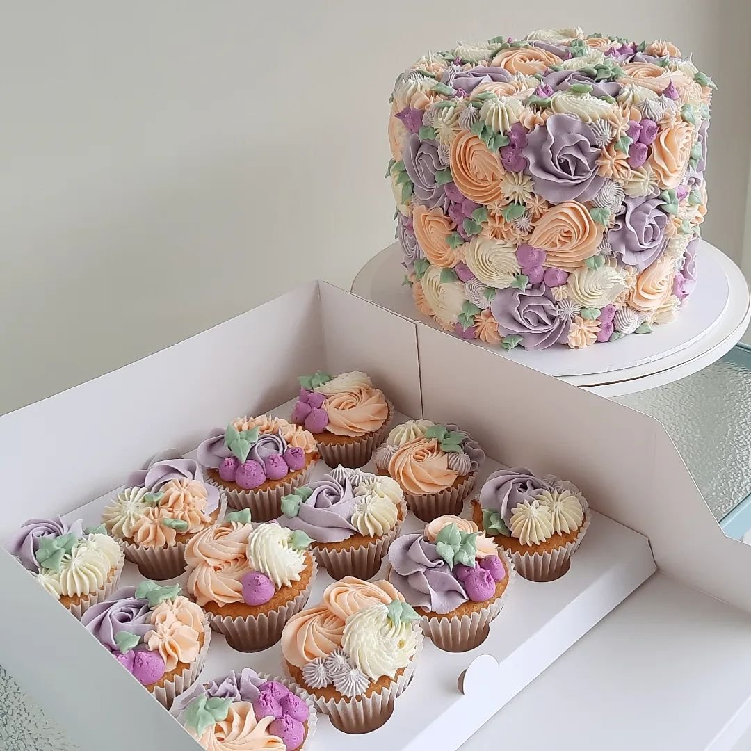 purple peach cake and cupcakes.jpg