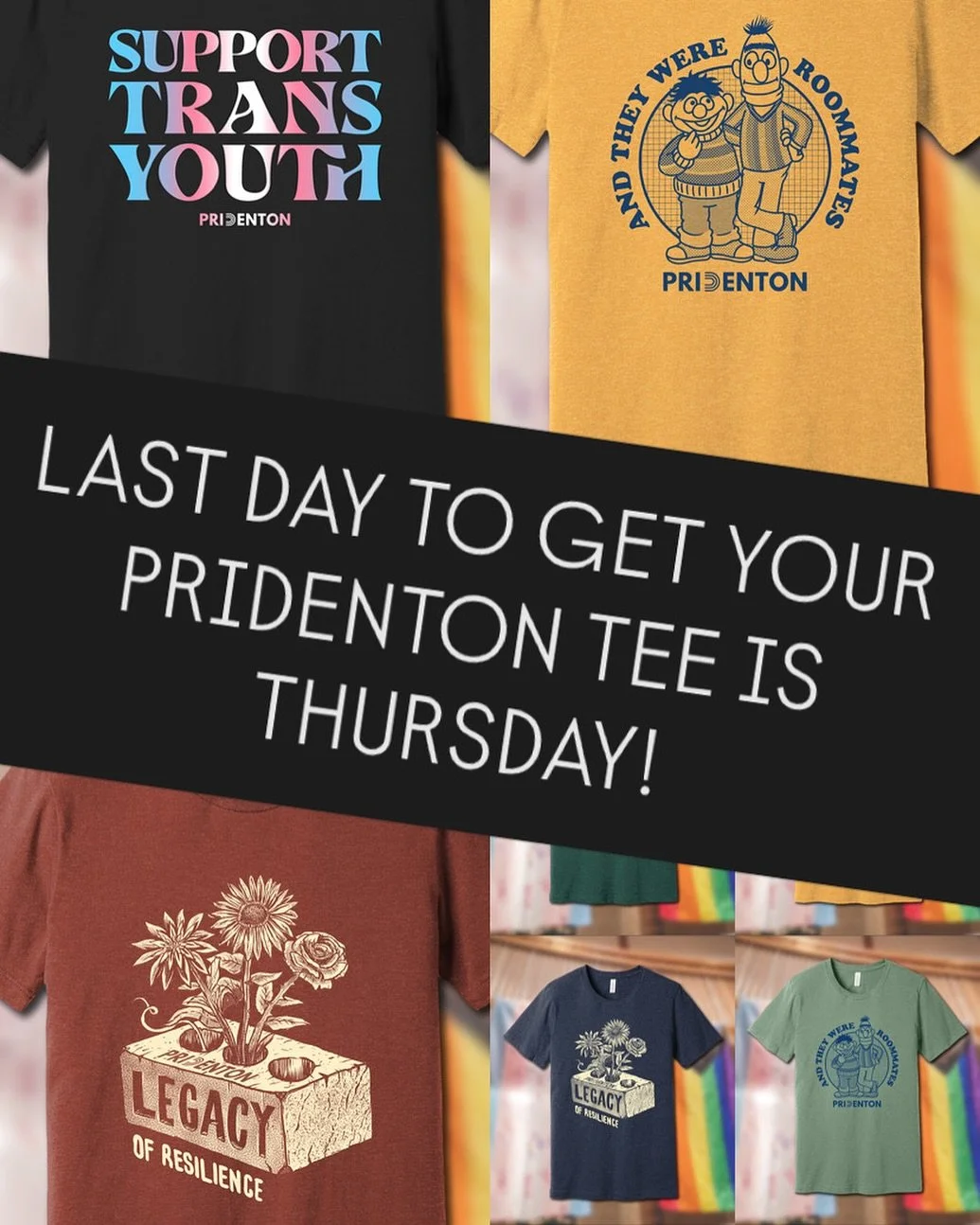 LAST CHANCE!!!!

The online store will close at 5:00PM, July 31. The shirts are scheduled to print on August 5th.

Shirts are $25 and available in sizes XS-5XL.

See the website for ordering and shipping details!
PanEctor.com/pridenton

#PRIDENTON202