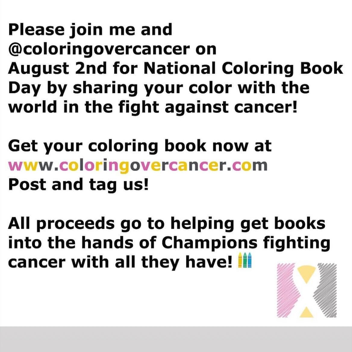 Join us for National Coloring Book Day!  www.coloringovercancer.com  #coloring #coloringbook #colorful #art #arttherapy #cancer #cancerfree #survivor #cancersurvivor #oncology #givethegiftofcolor