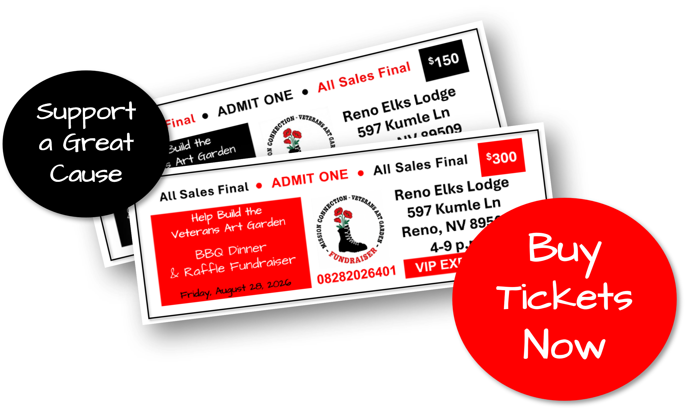 Buy Tickets Now. Support a Great Cause. General and VIP admission tickets photo.