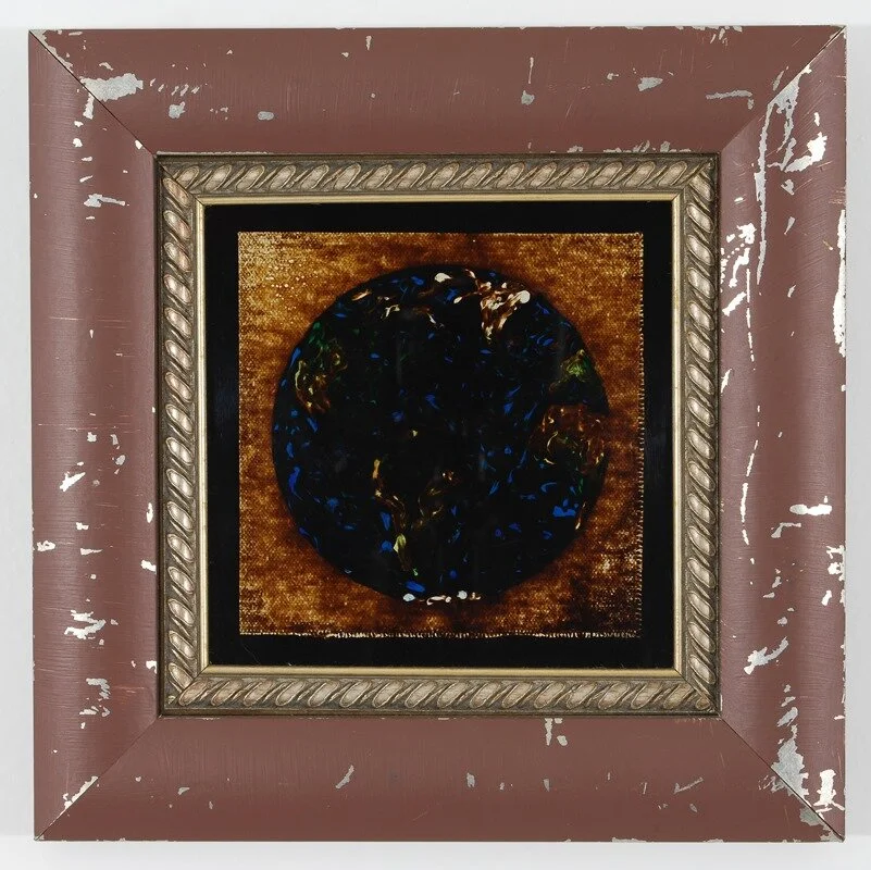 R_Terrell, Oil and Earth, used motor oil, oil on canvas, acrylic glass, reclaimed frame.jpg