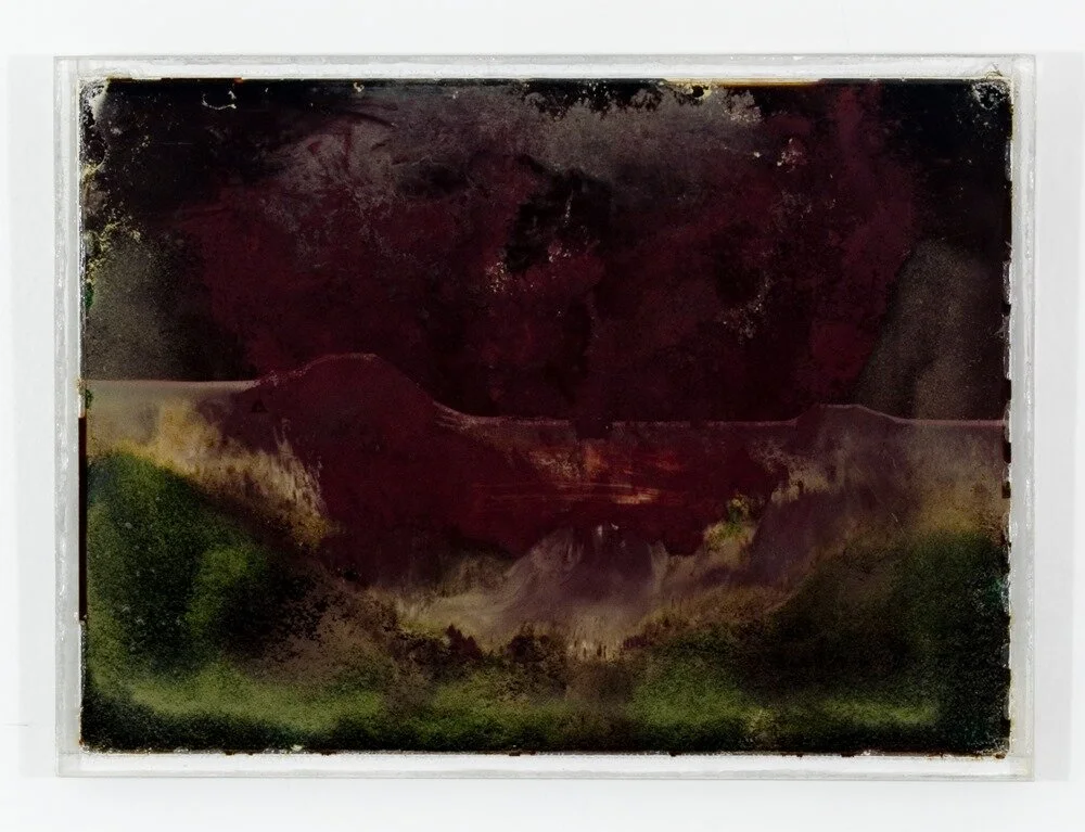 R_Terrell, Oil and Ceramics III, used motor oil, ceramic glaze, acrylic glass.jpg