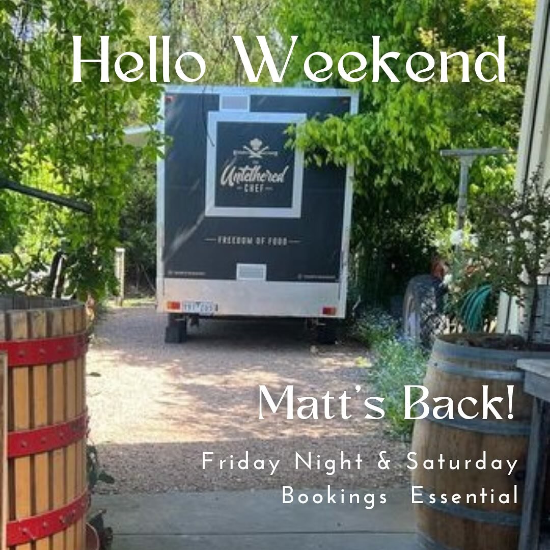 Welcome Back @theuntetheredchef !
Call us&hellip; There&rsquo;s still a chance to get a table together for Saturday (Friday&rsquo;s already booked solid). Check out the other Matt&rsquo;s sculptures while you&rsquo;re here.
#lochvillagevineyard 
#lov