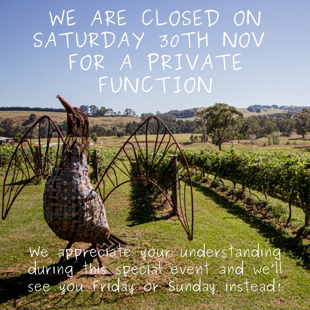 We're closing the Cellar Door this Saturday to host a Private Function. Please catch up with us on Friday or Sunday instead!
.
.
#vigneronatwork 
#lochvillagevineyard 
@lochvillage3945