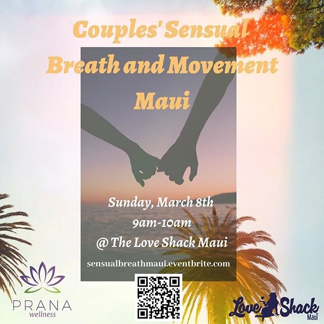 Maui! You&rsquo;re up next! Taking my sexy Couples&rsquo; Sensual Breath and Movement Class on the road again! I love teaching this class 😍 It&rsquo;s a fun way to bring couples together, simply through breath. Come grow closer in intimacy, communic