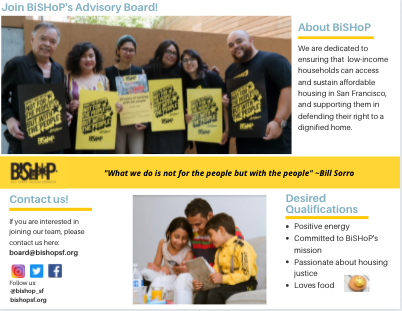 BiSHoP is looking for new members to join our Advisory Board!