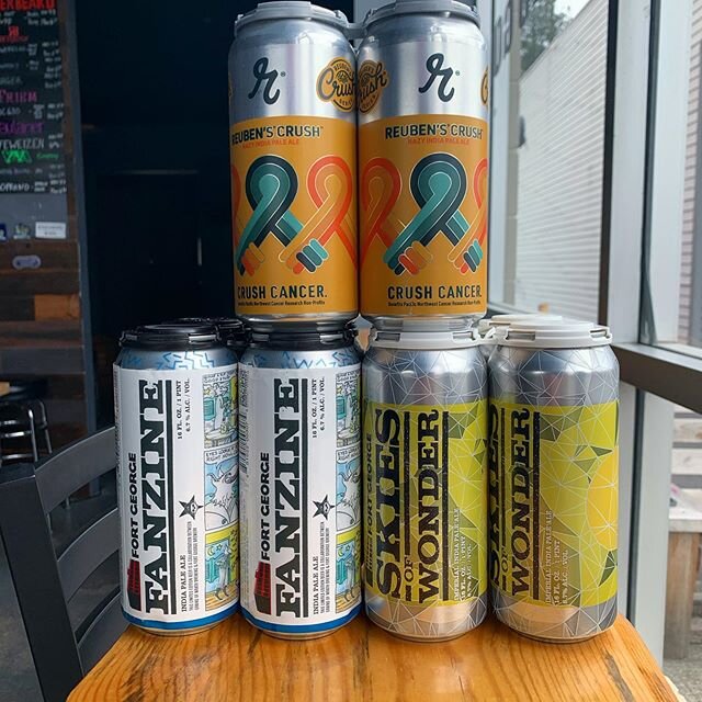 3 awesome beers for the cooler today! @reubensbrews Crush Cancer Hazy IPA, @fortgeorgebeer Skies of Wonder Double Hazy IPA and Fanzine NW IPA collab with @gowbeer