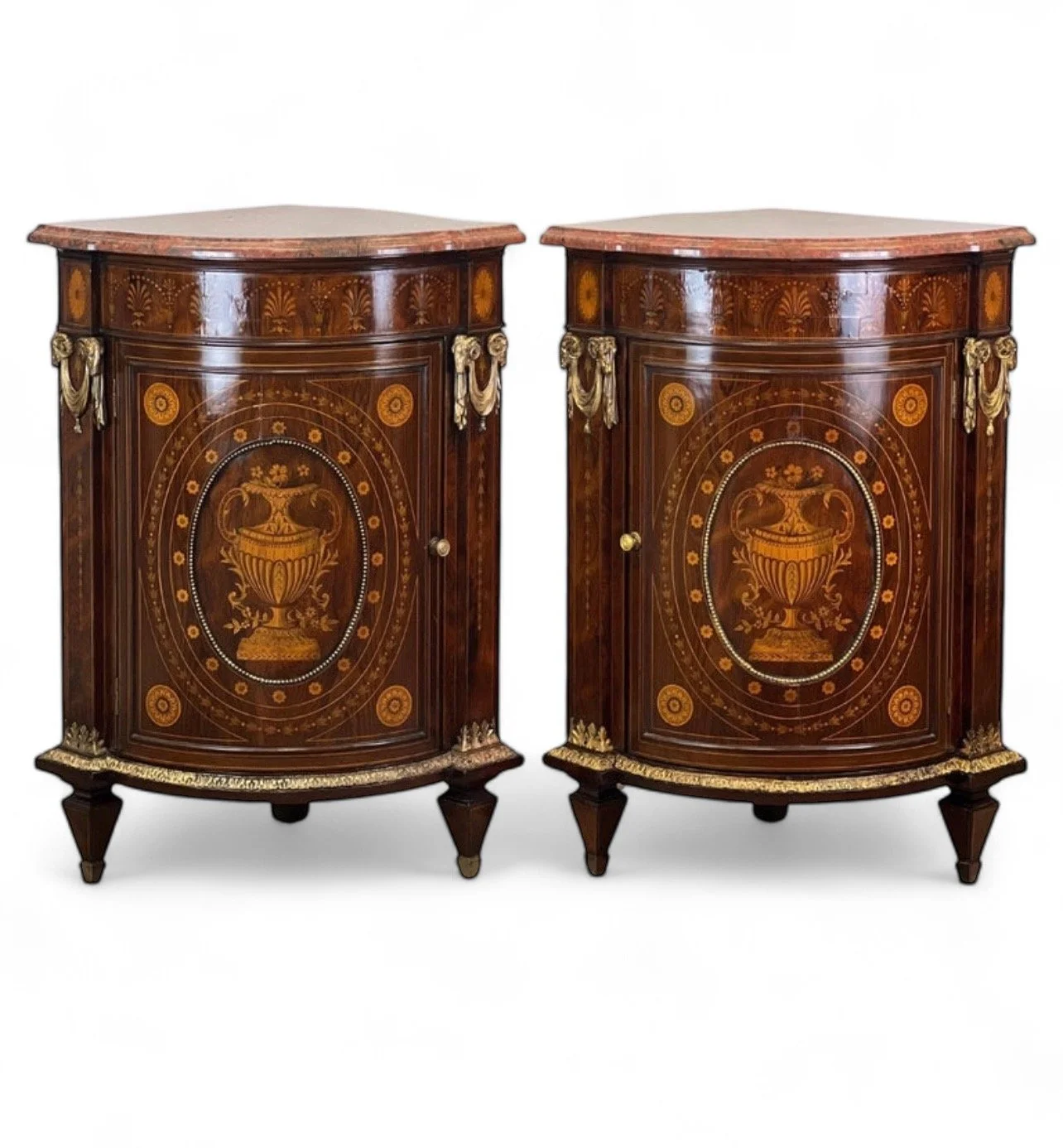 Pair of French Napoleon III NeoClassical Rosewood Encoignures
