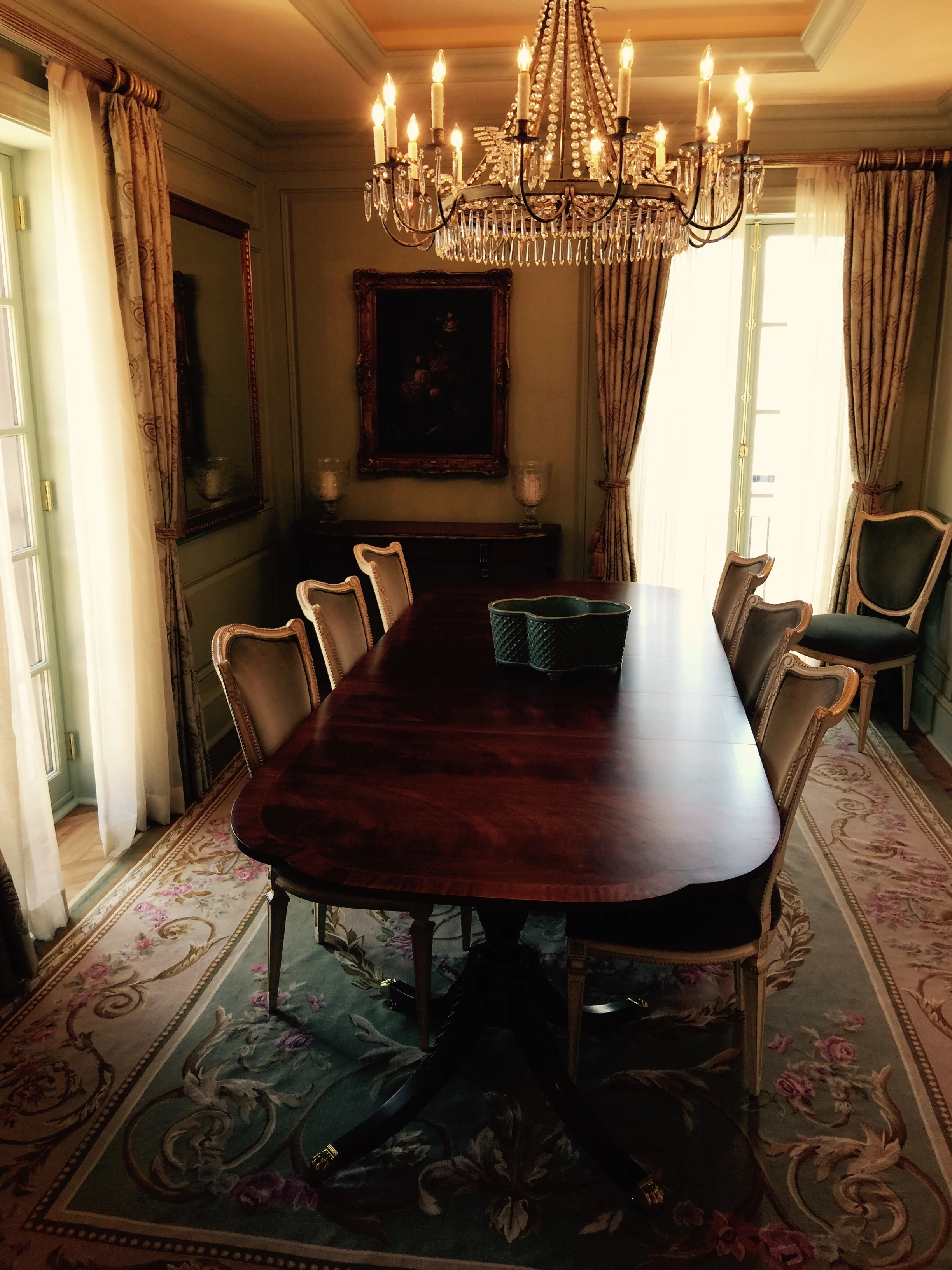 Dining table inside the Presidential suite at The Jefferson Hotel, Washington D.C.